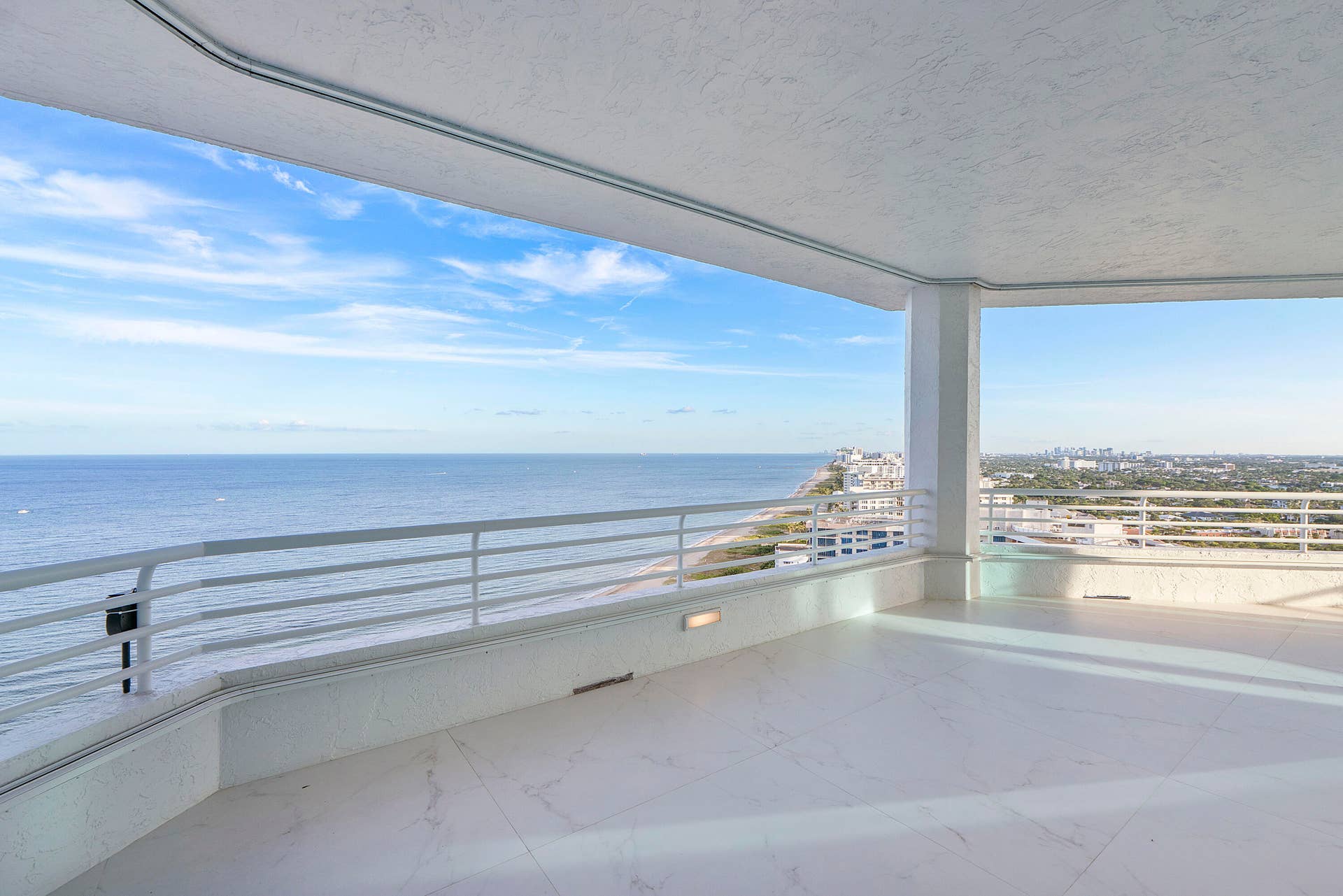1700 S OCEAN Boulevard, #PH B-D, Lauderdale By The Sea, FL 33062 The wide covered balconies have 1600 square feet of European Porcelain and are fully covered for fine dining on the terrace, lots of space for dinner tables for a huge family at holidays or just the 2 of you with sunloungers ans patio furniture and a romantic bottle of wine while you wcth the sunset
