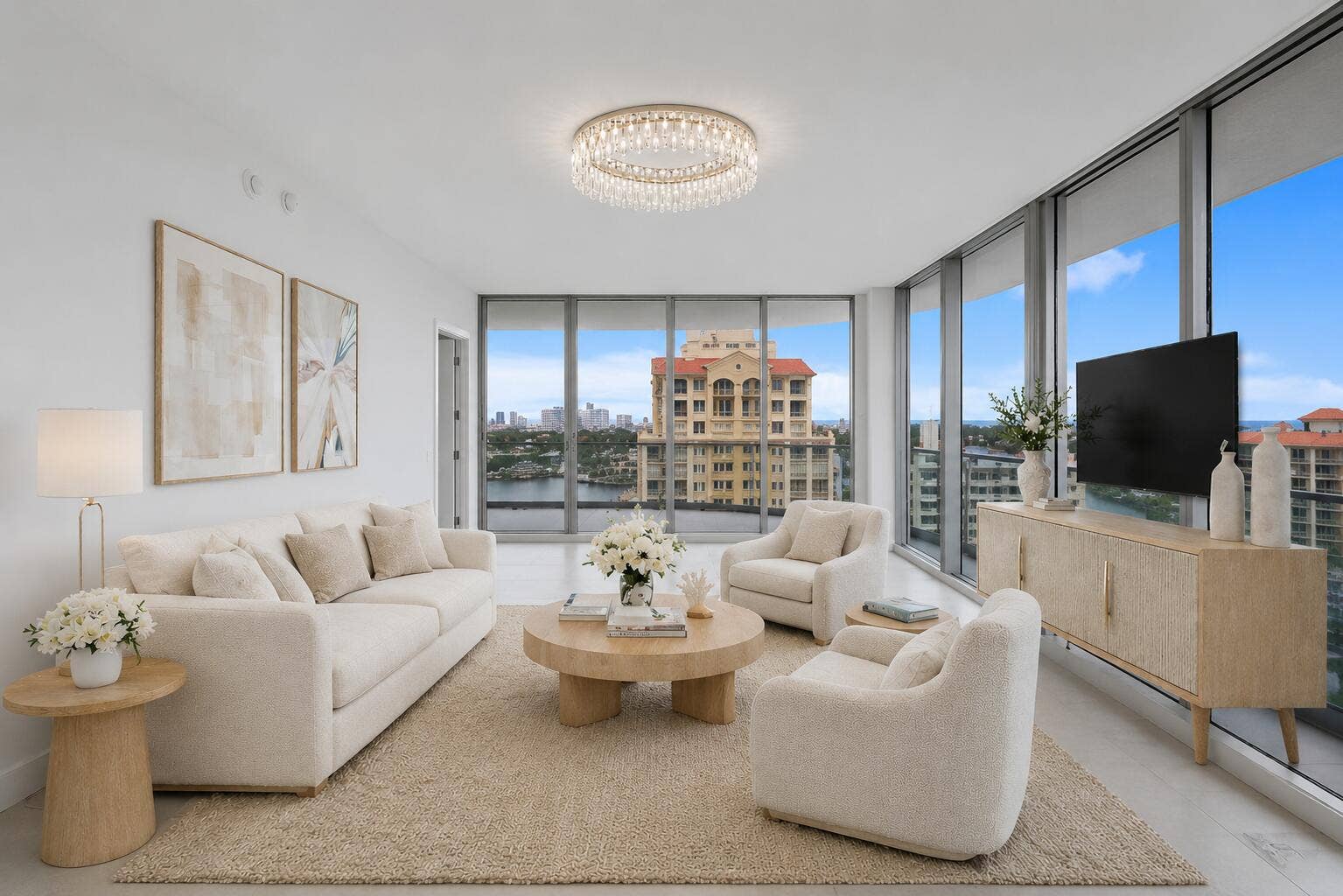 Living room virtually staged