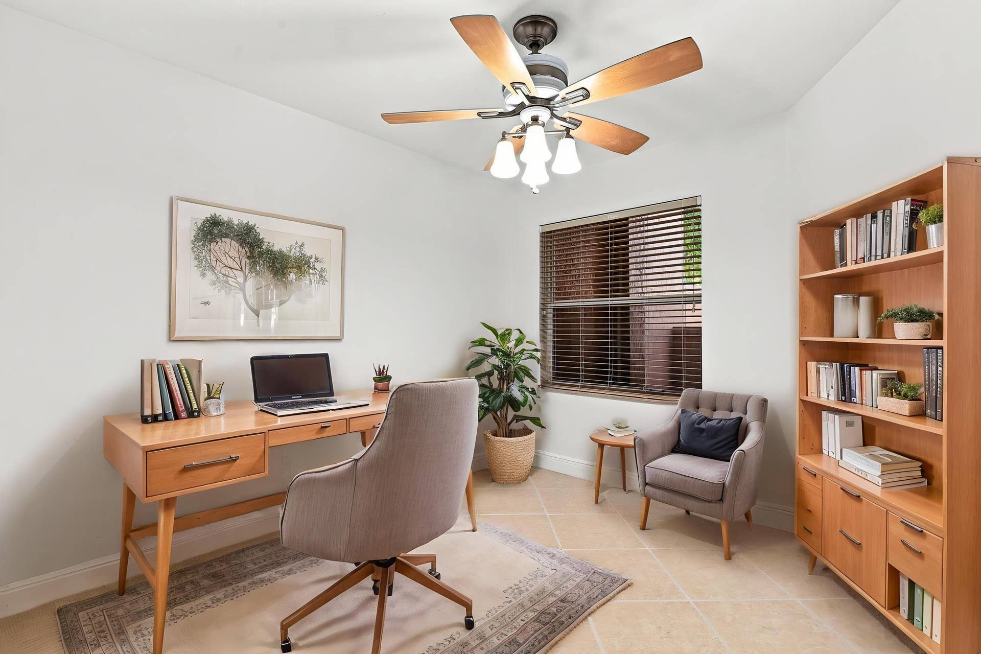 2107 Anchor Court, Fort Lauderdale, FL 33312 Spacious and versatile guest bedroom with tile flooring, ceiling fan, natural light, and generous closet space, also ideally suited for use as a private home office.