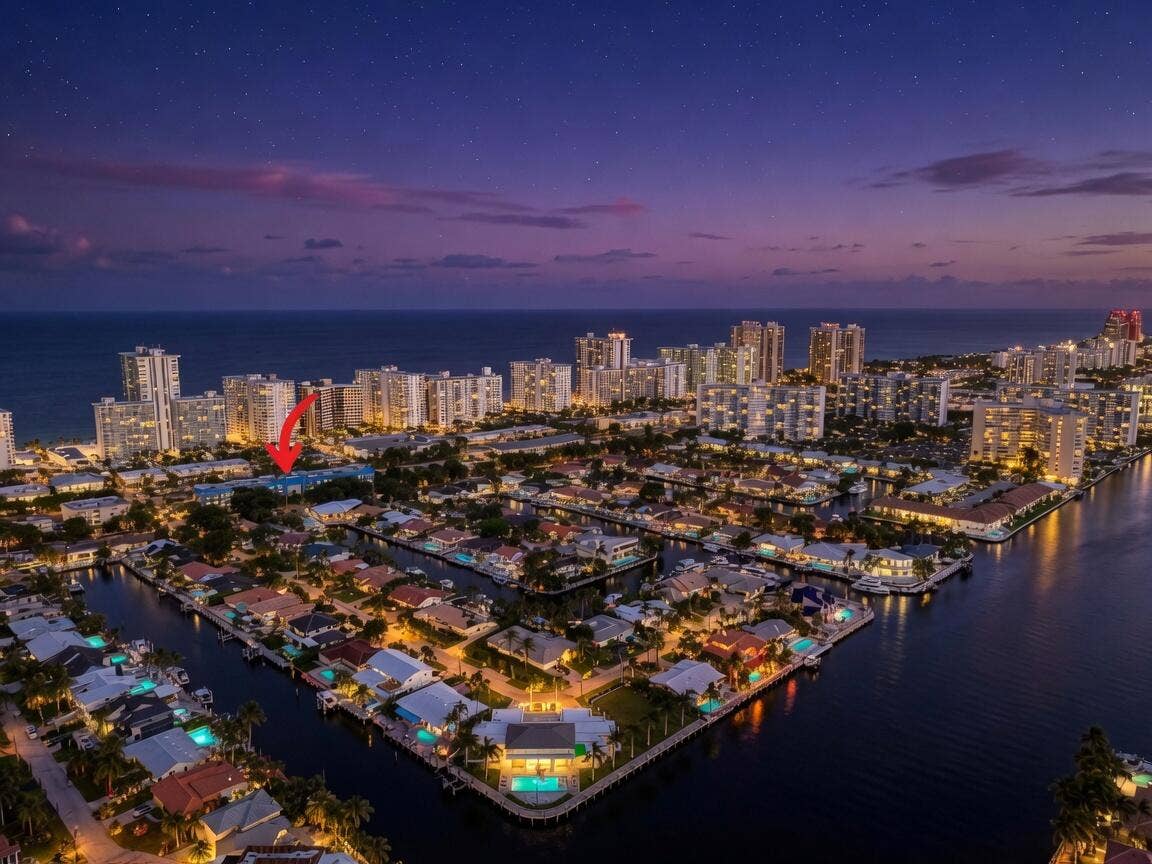 3909 N Ocean Boulevard, #401, Fort Lauderdale, FL 33308 1 Aerial Views (1) Nightime