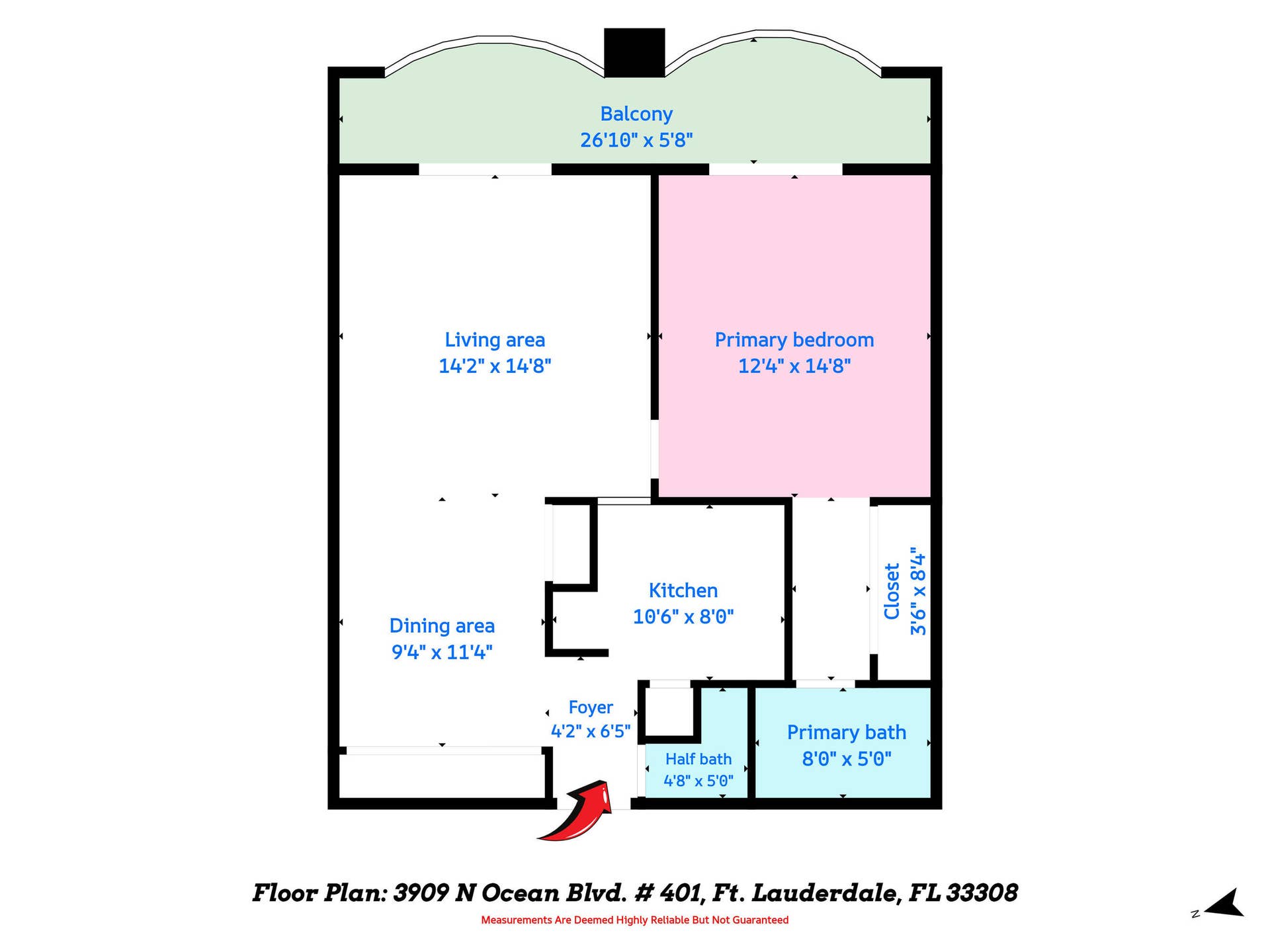 3909 N Ocean Boulevard, #401, Fort Lauderdale, FL 33308 2 Floor Plan