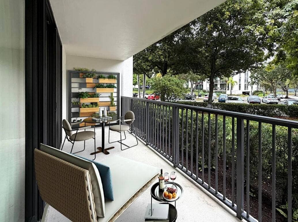 Large private covered balcony