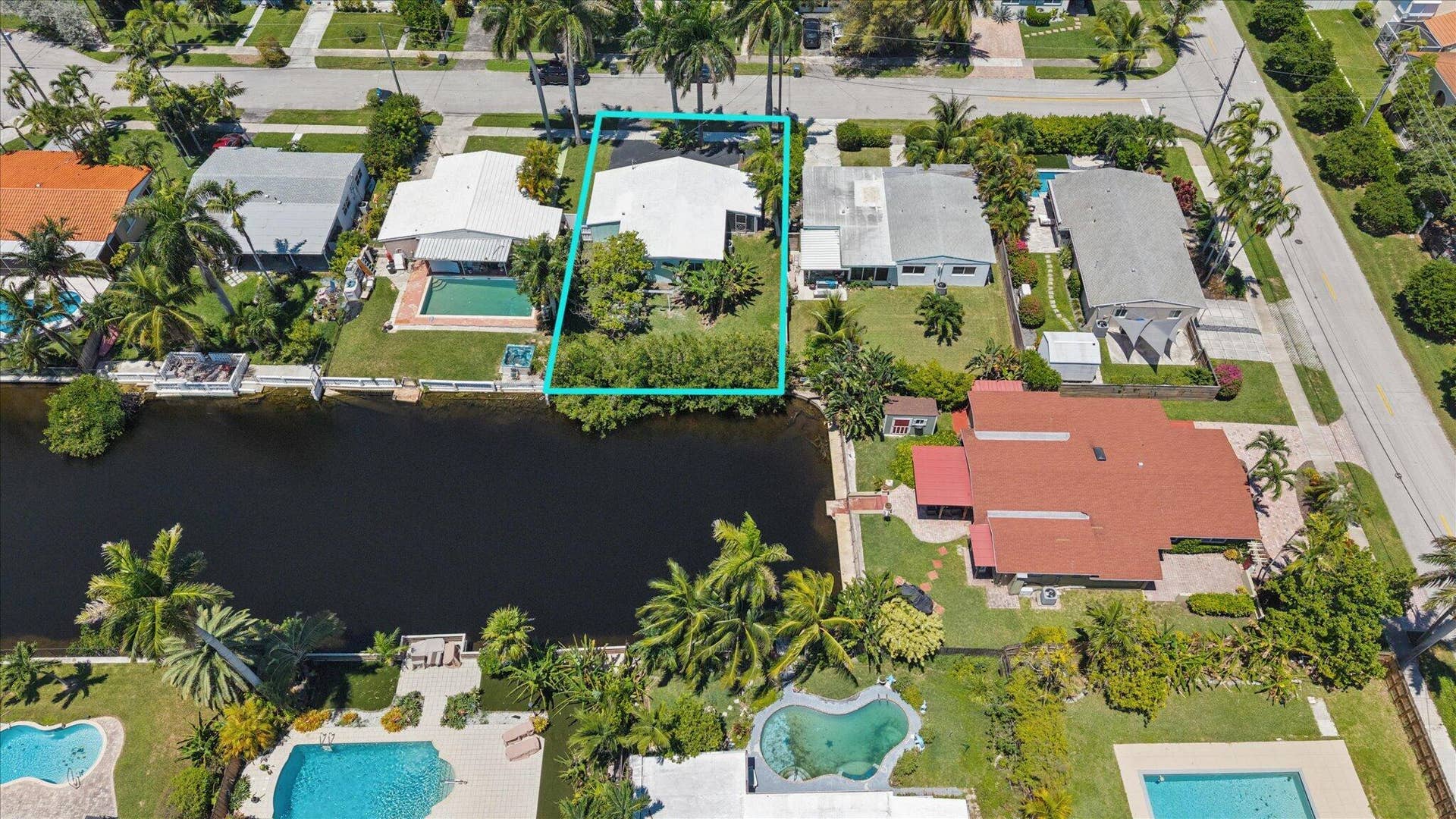 1158 Grant Street, Hollywood, FL 33019 Drone View looking down at property and