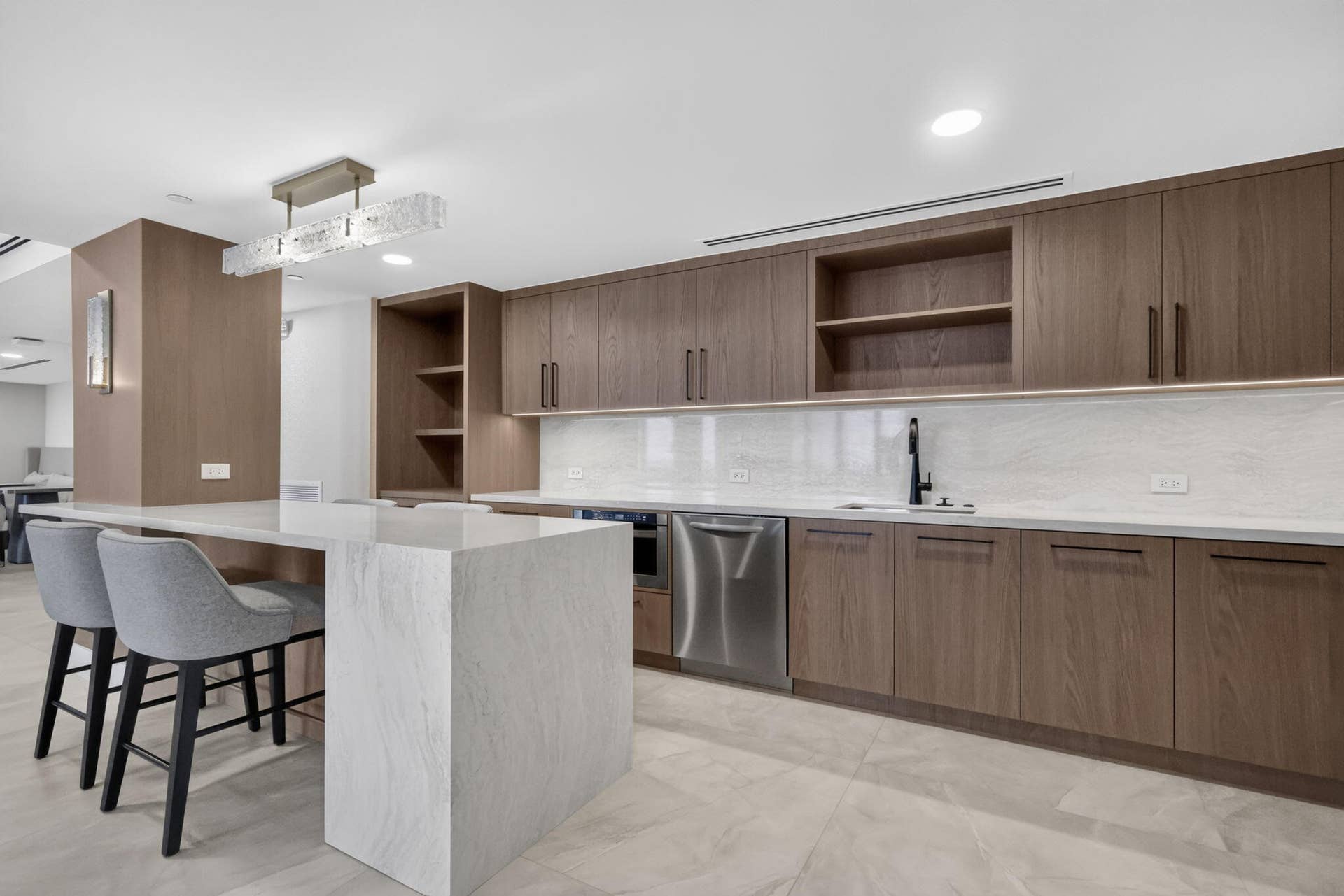 2917 S Ocean Boulevard, #401, Highland Beach, FL 33487 Buffet Area & Open Kitchen in Social Roo