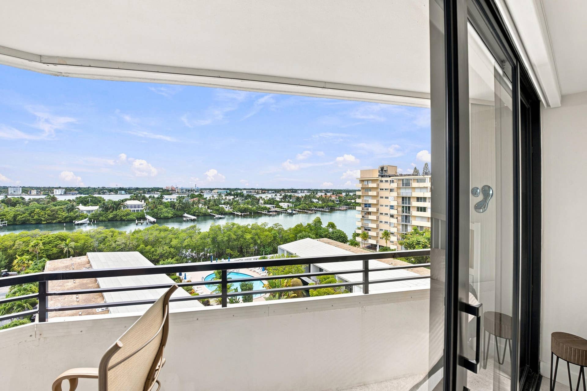 3589 S Ocean Boulevard, #808, South Palm Beach, FL 33480 Private balcony offering expansive water and city vistas