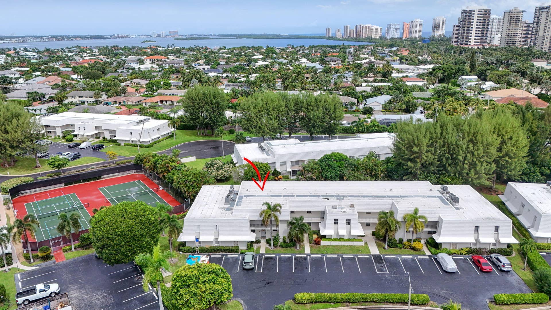 1251 Sugar Sands Boulevard, #124, Singer Island, FL 33404 Aerial View with Red Arrow
