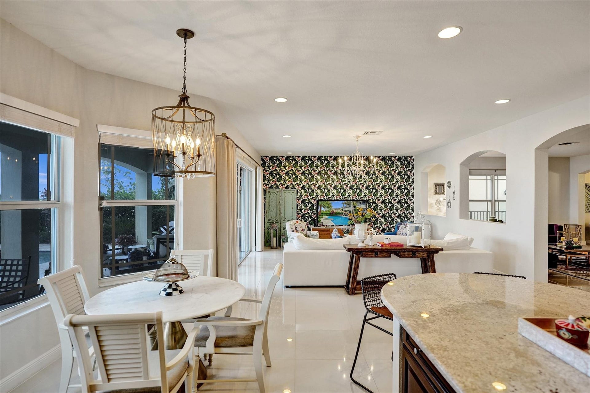 9749 Blue Isle, #BAY, Parkland, FL 33076 Open-concept living space with white tile flooring