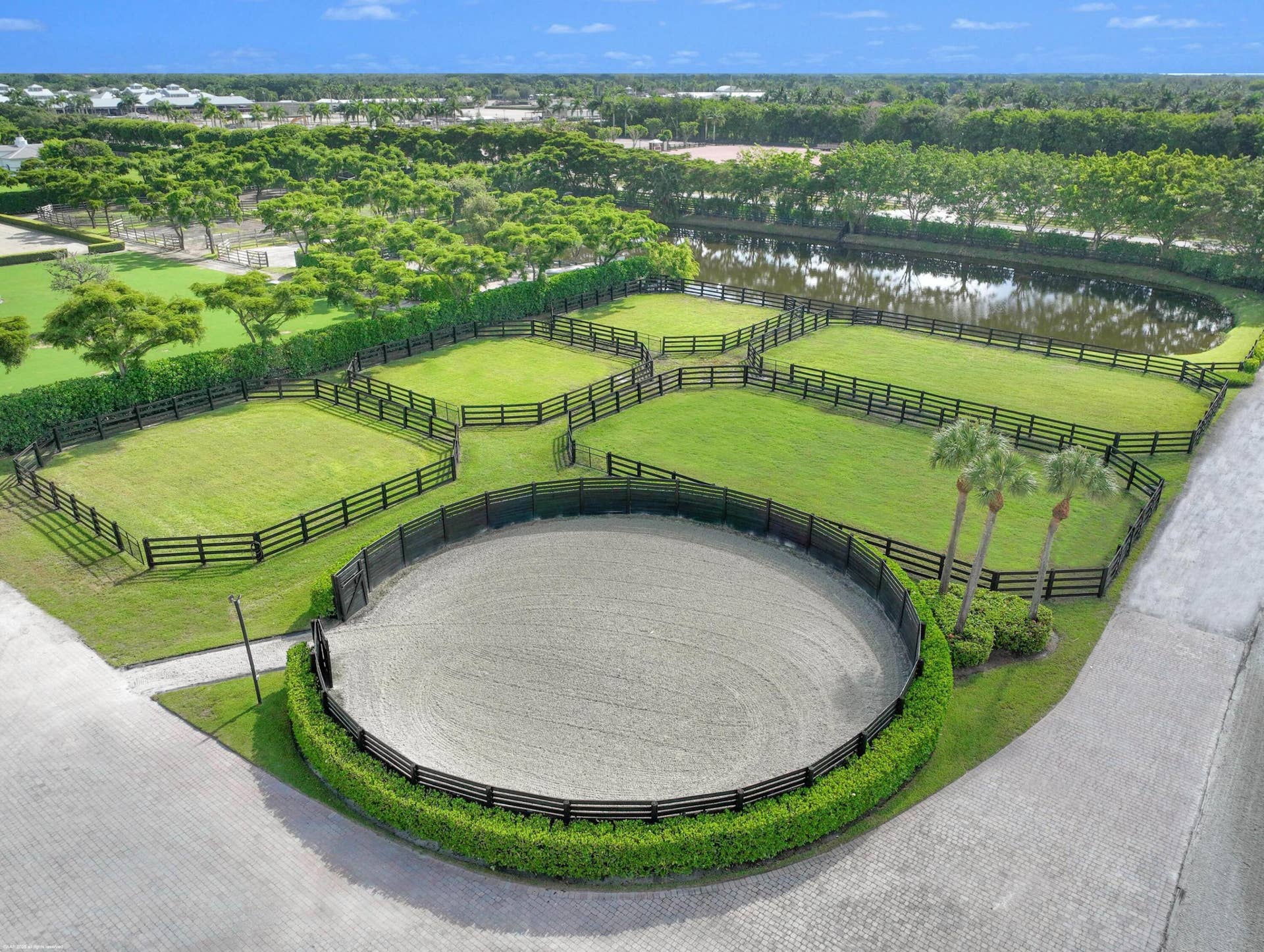 3382 Grand Prix Farms Drive N, Wellington, FL 33414 Round Pen - Aerial View