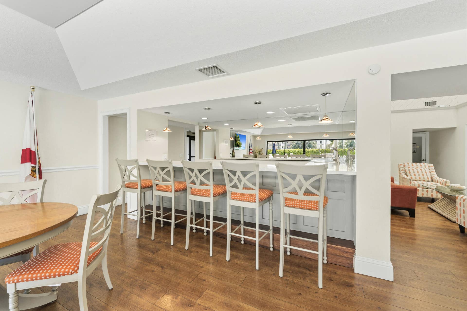 Common area bar and kitchen