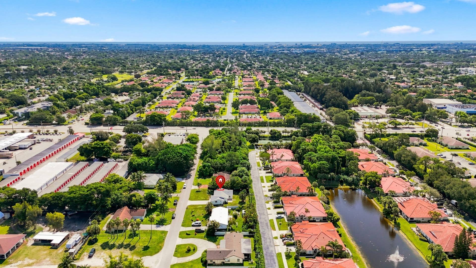 5114 Conklin Drive, Delray Beach, FL 33484 Aerial view showcasing the surrounding neighborhood and nearby community.