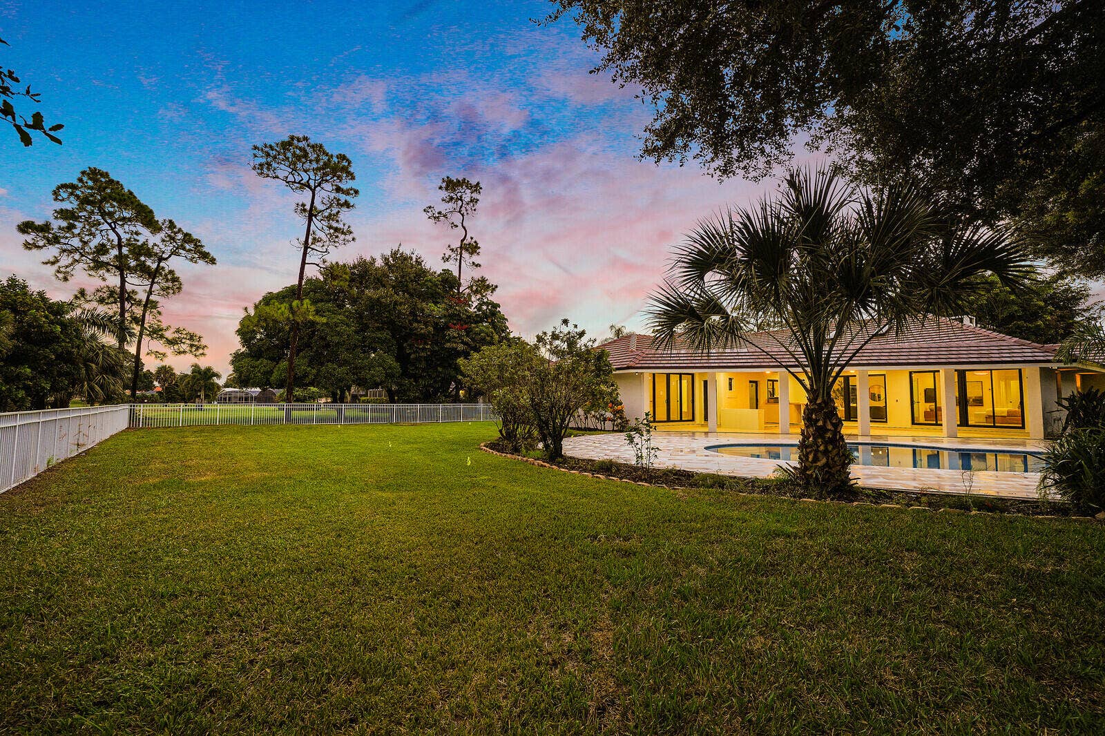 Twilight Over the Expansive Yard
