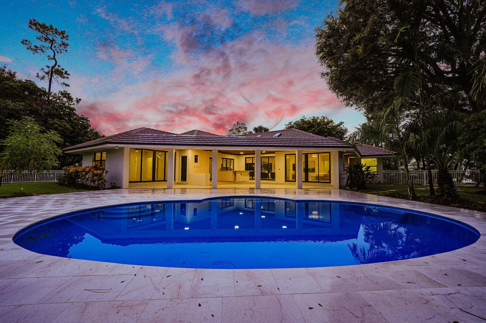 Twilight of backyard