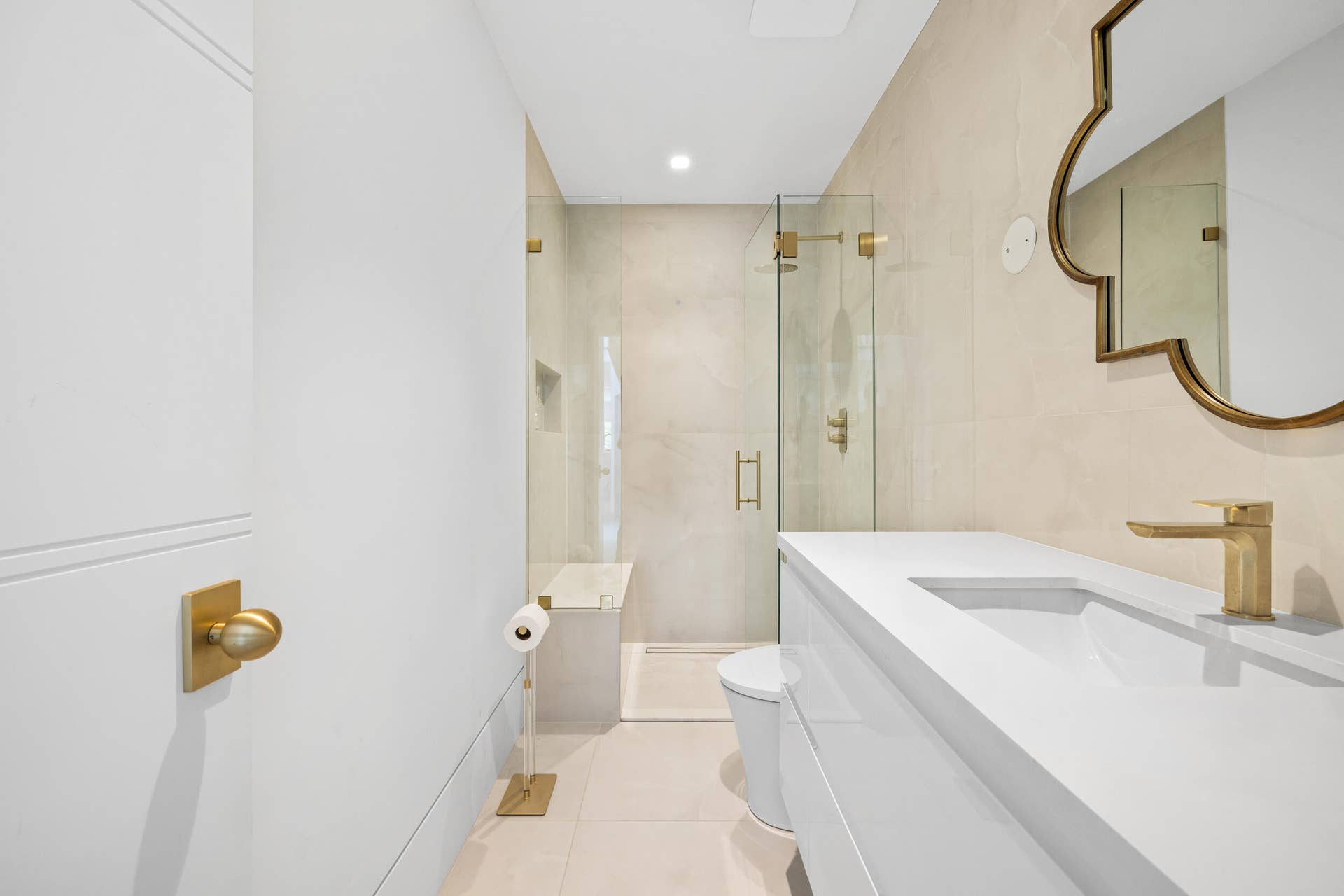 3474 S OCEAN Boulevard, #10, Palm Beach, FL 33480 Custom brass Crosswater London fixtures