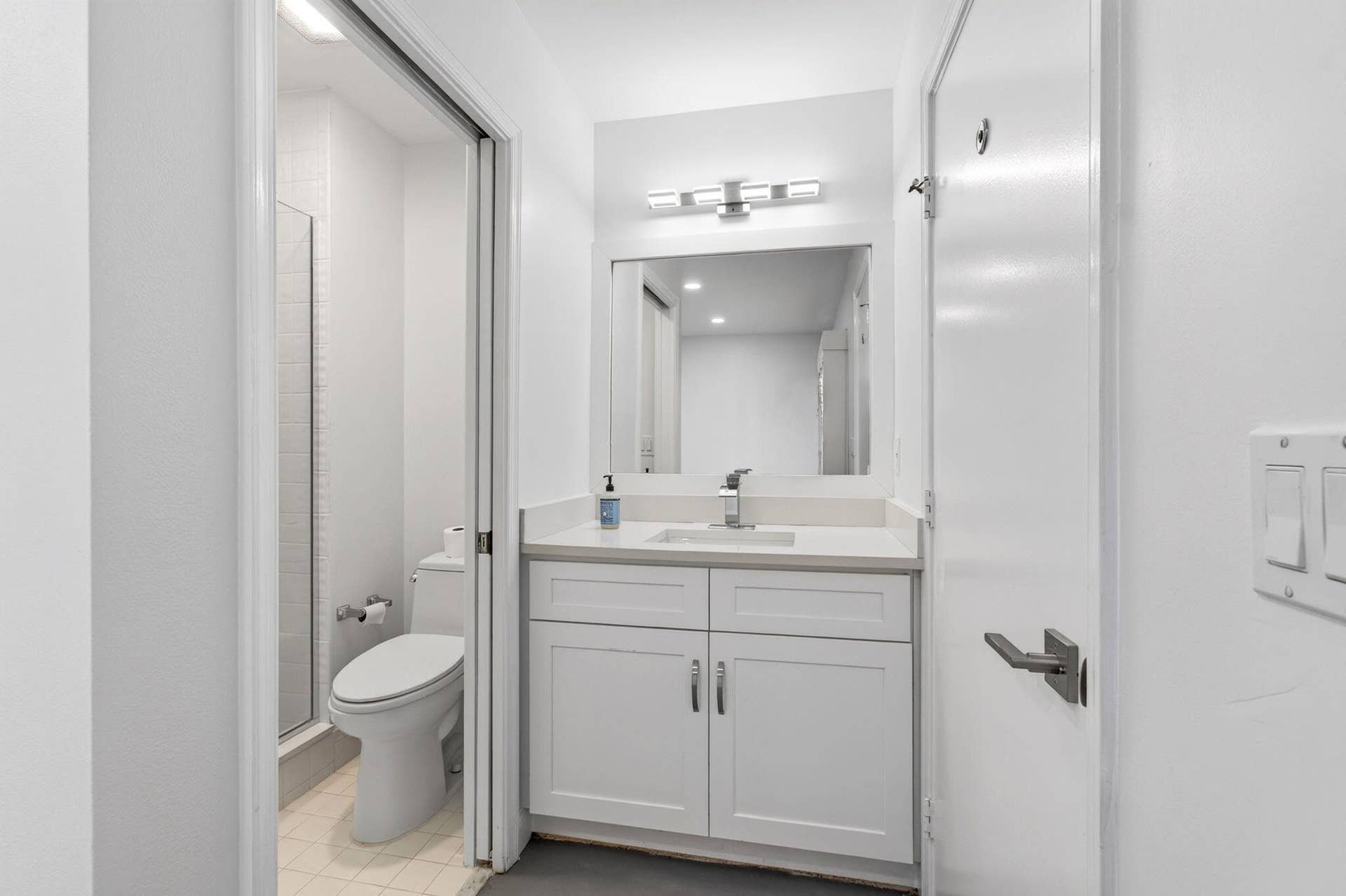 15441 Strathearn Drive, Delray Beach, FL 33446 Vanity, Pocket Door to Private Walk-in Shower & Toilet Room