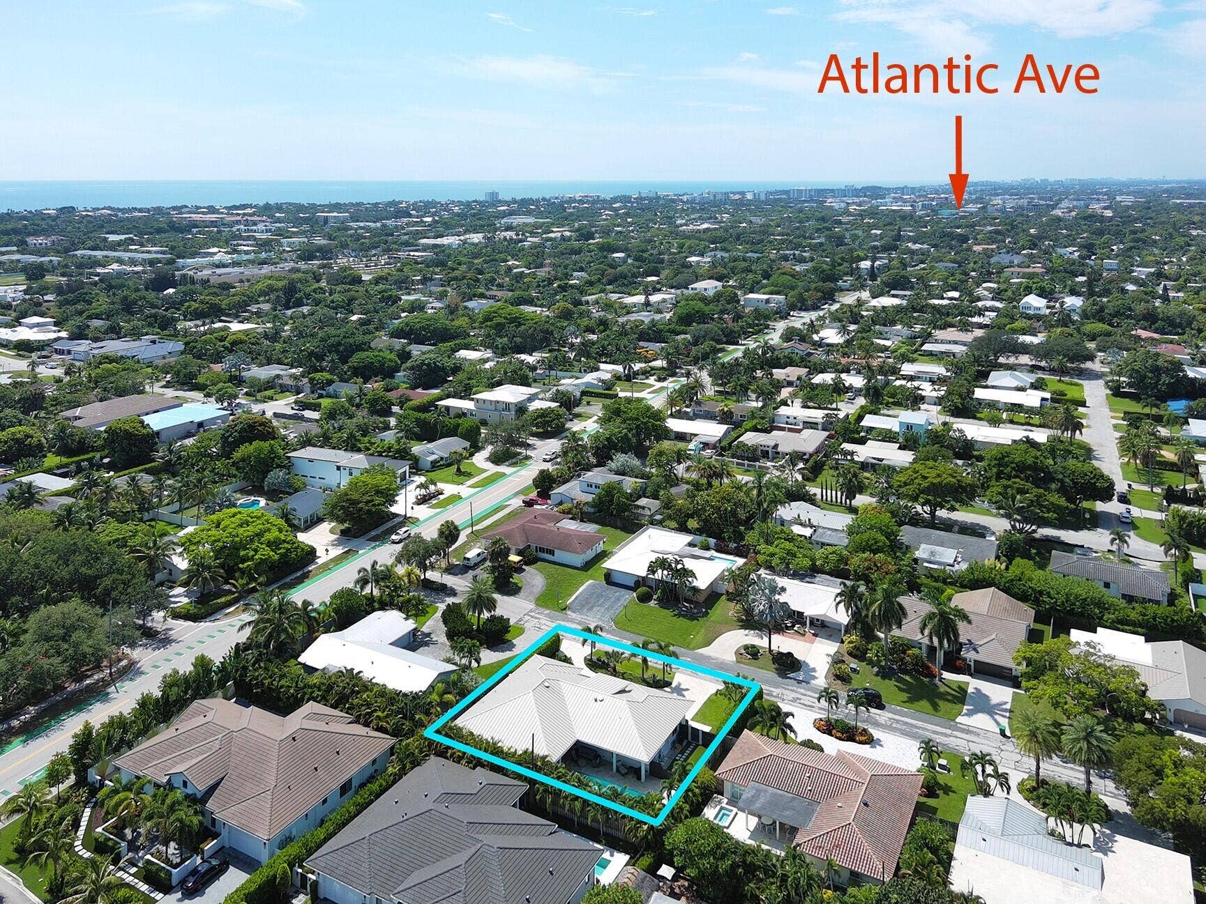 115 NE 16TH Court, Delray Beach, FL 33444 aerial with Atlantic Ave