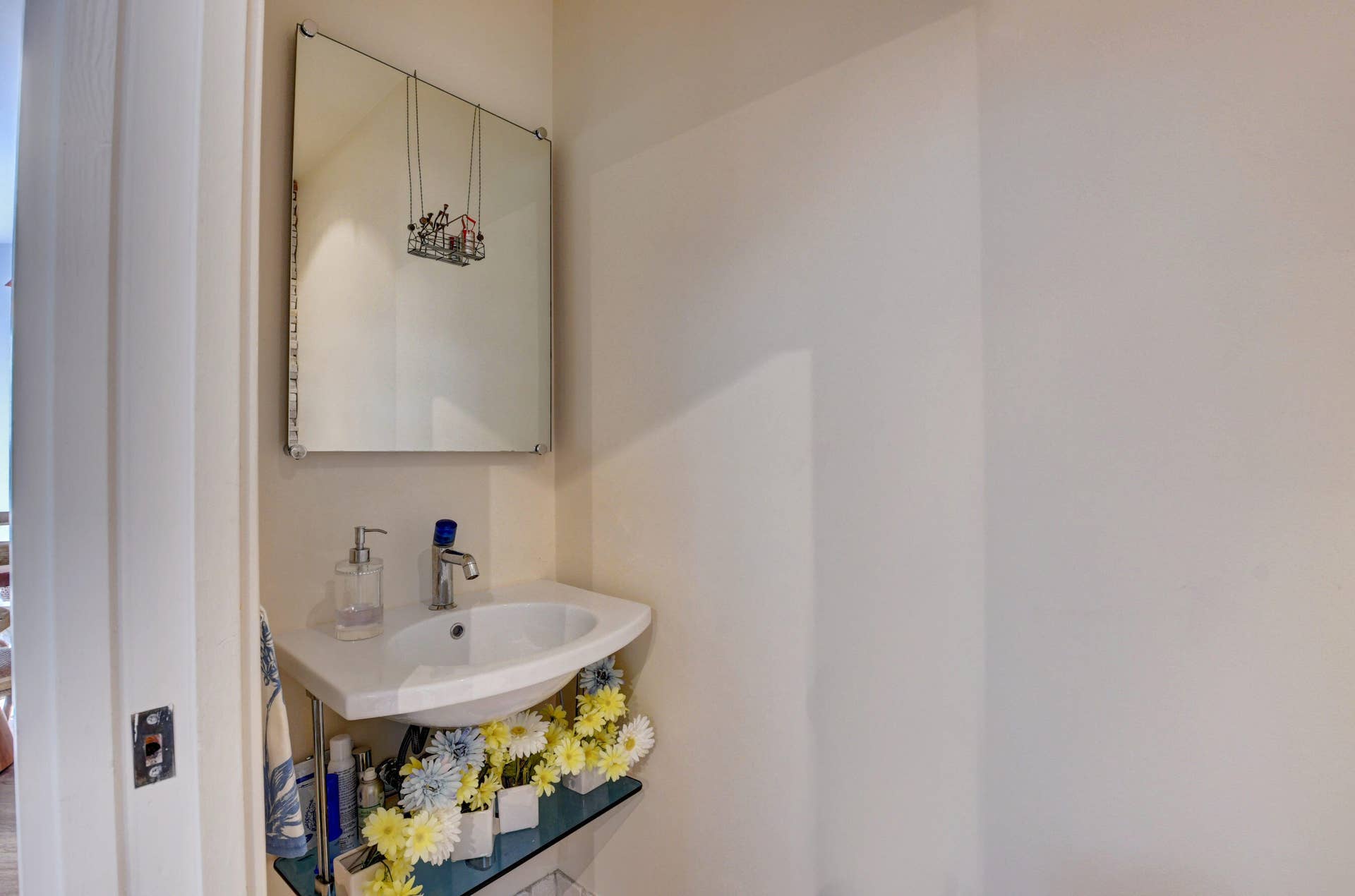 The downstairs powder room