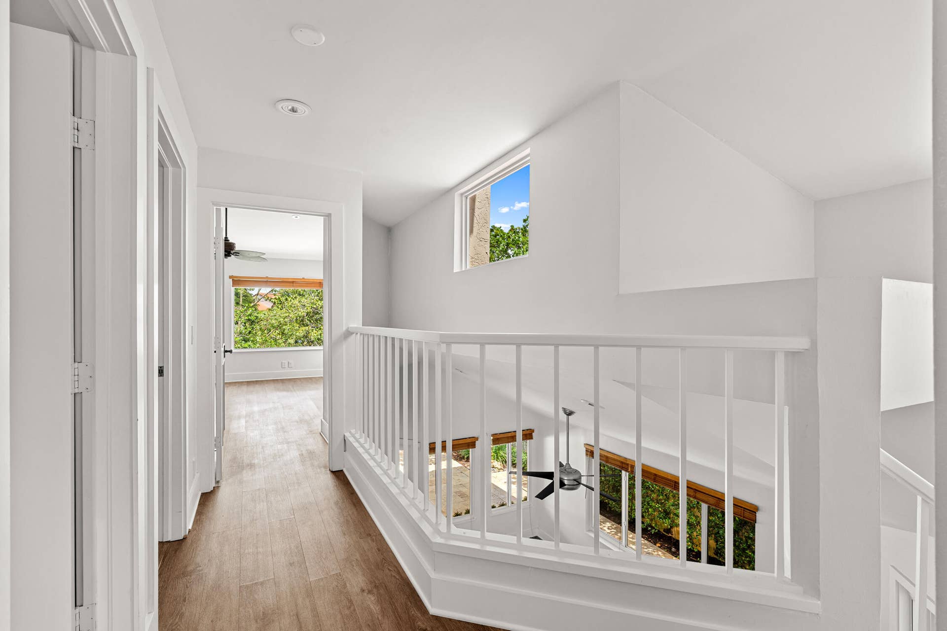 The hallway between the three upstair bedrooms