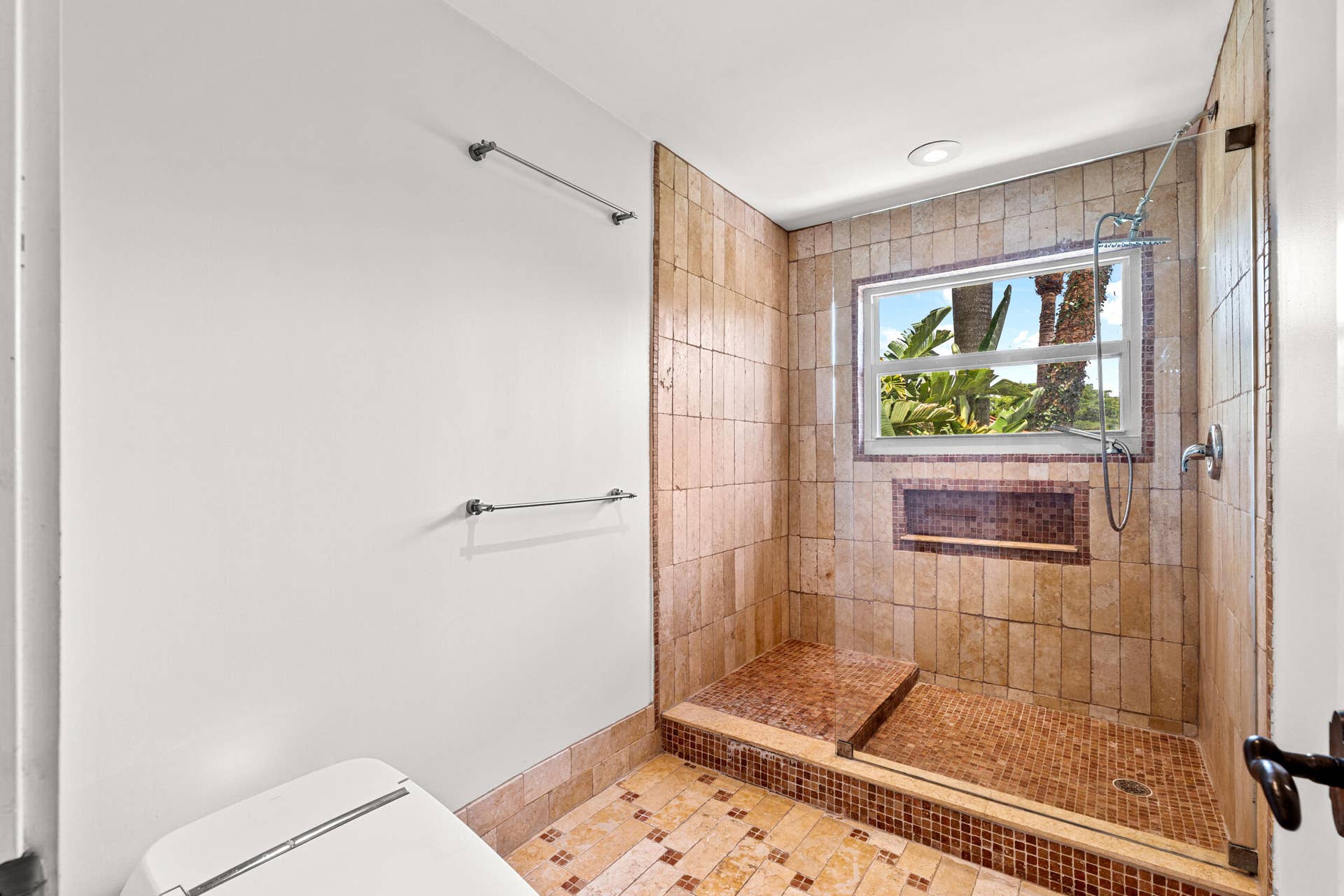 The master bathroom shower is nice an spacious.