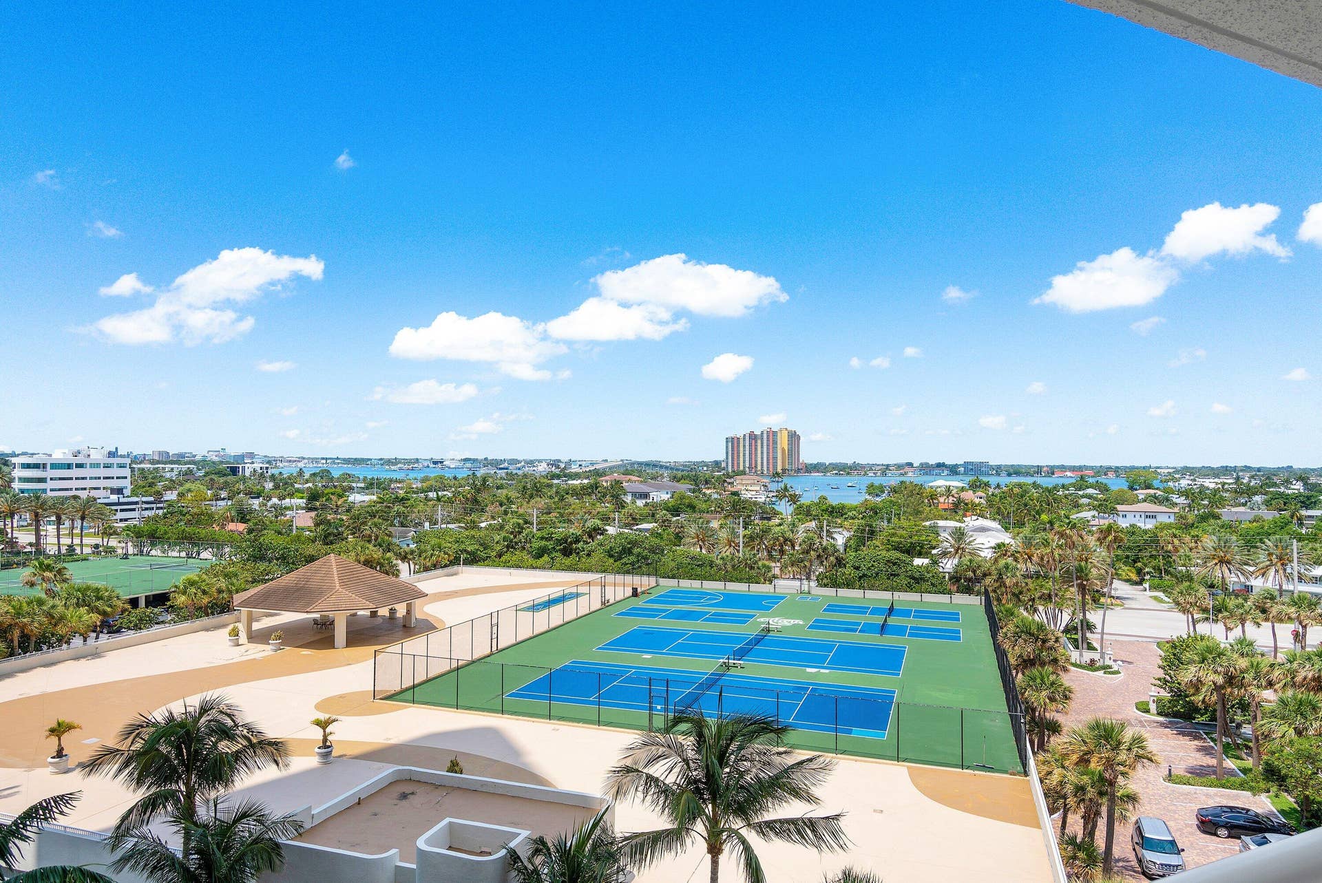 Tiara's recreation complex includes tennis, pickleball and additional court space within the community grounds.