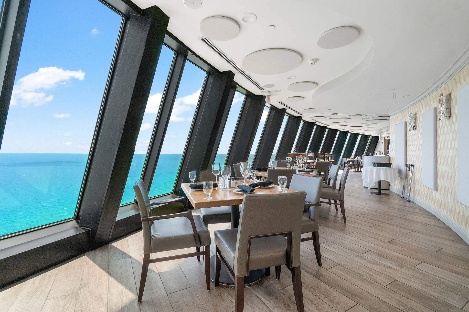 Another restaurant perspective showcases Tiara's elevated dining setting and broad water outlooks.