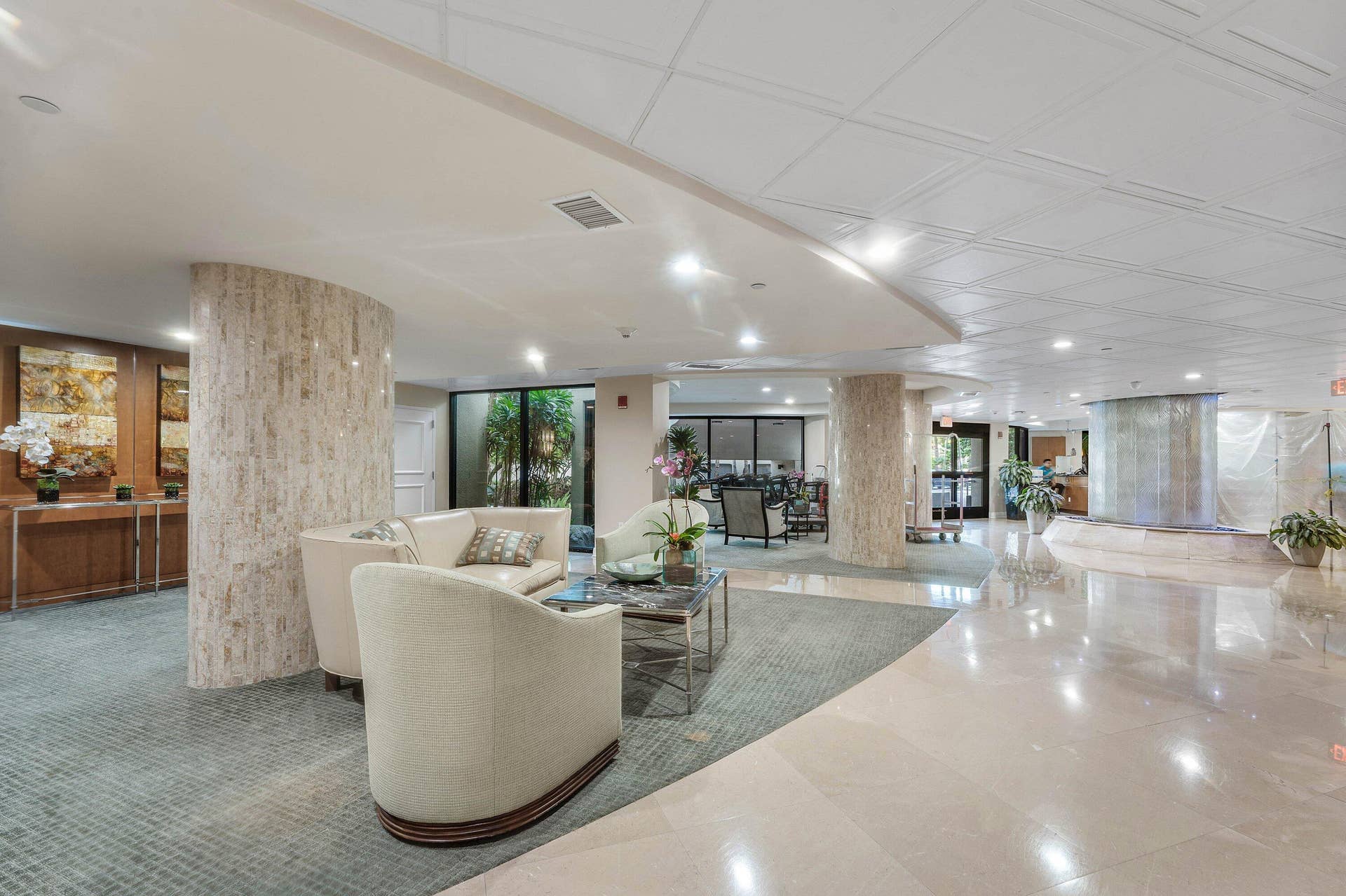 Tiara's lobby is in the process of getting a full makeover, and creates a polished arrival with seating areas.