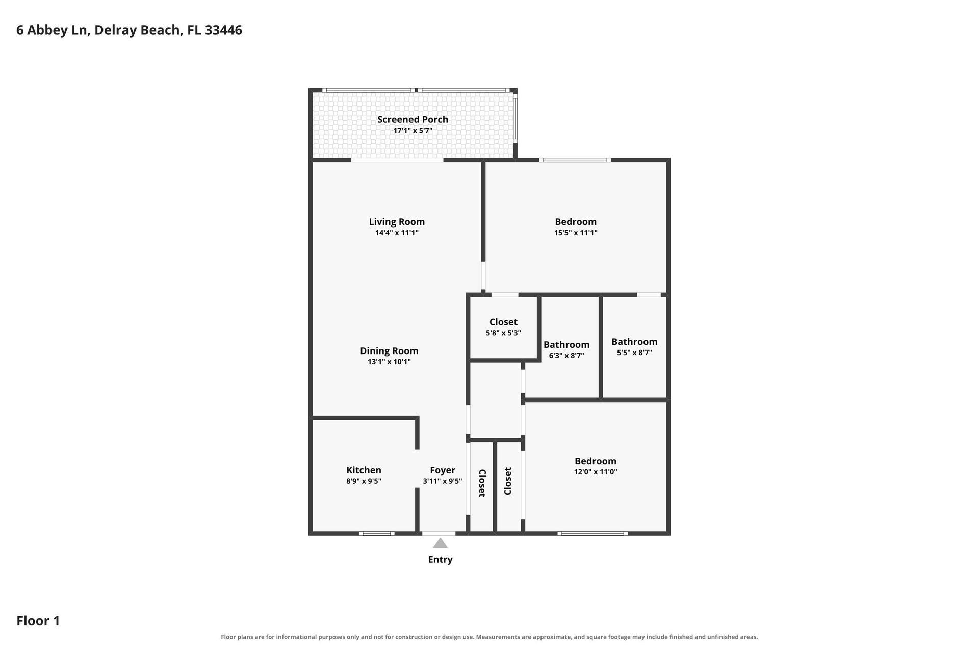 6 ABBEY Lane, #206, Delray Beach, FL 33446 Floor Plan