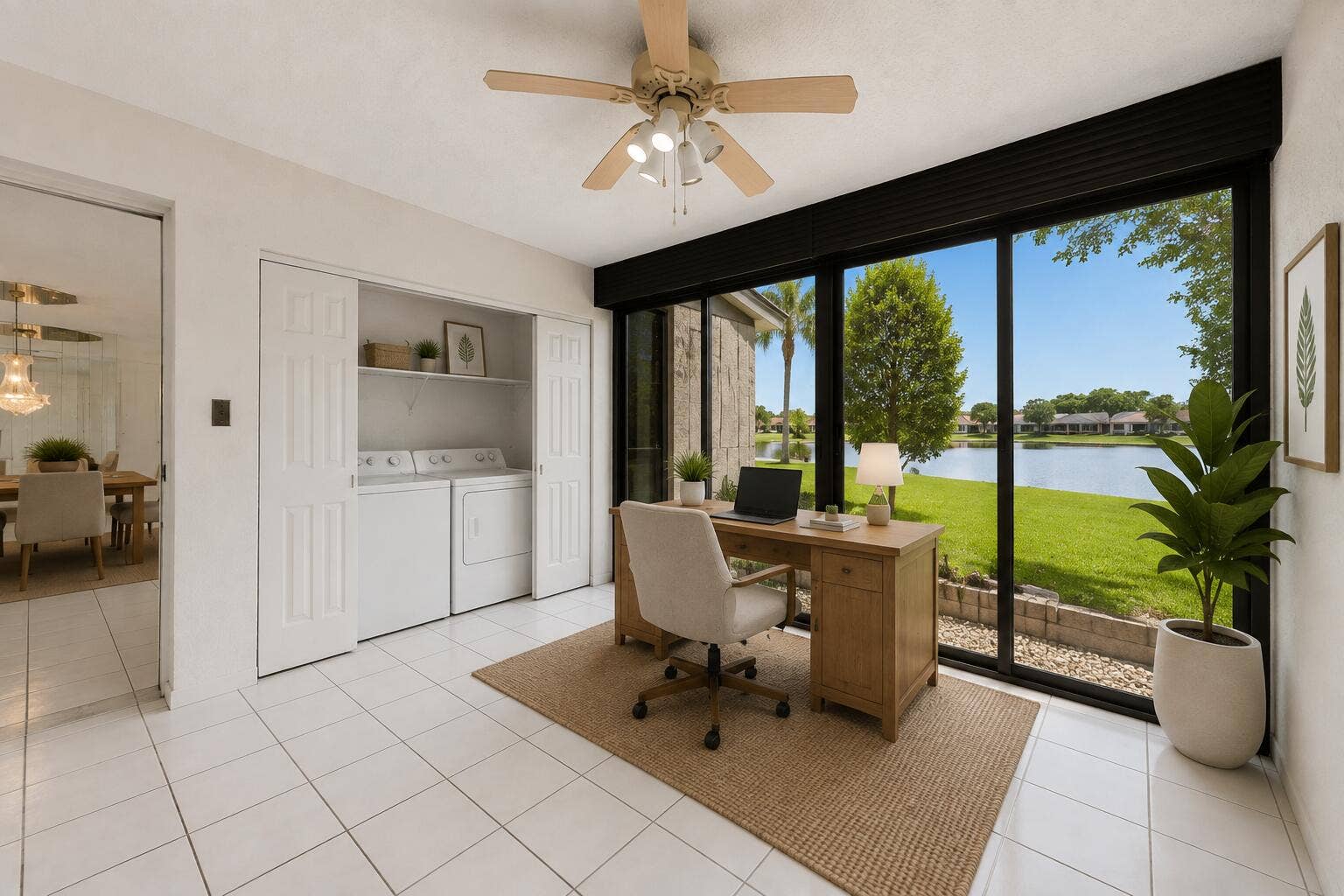 8577 Boca Glades Boulevard W, #A, Boca Raton, FL 33434 Staged Open Florida Room w/ Laundry