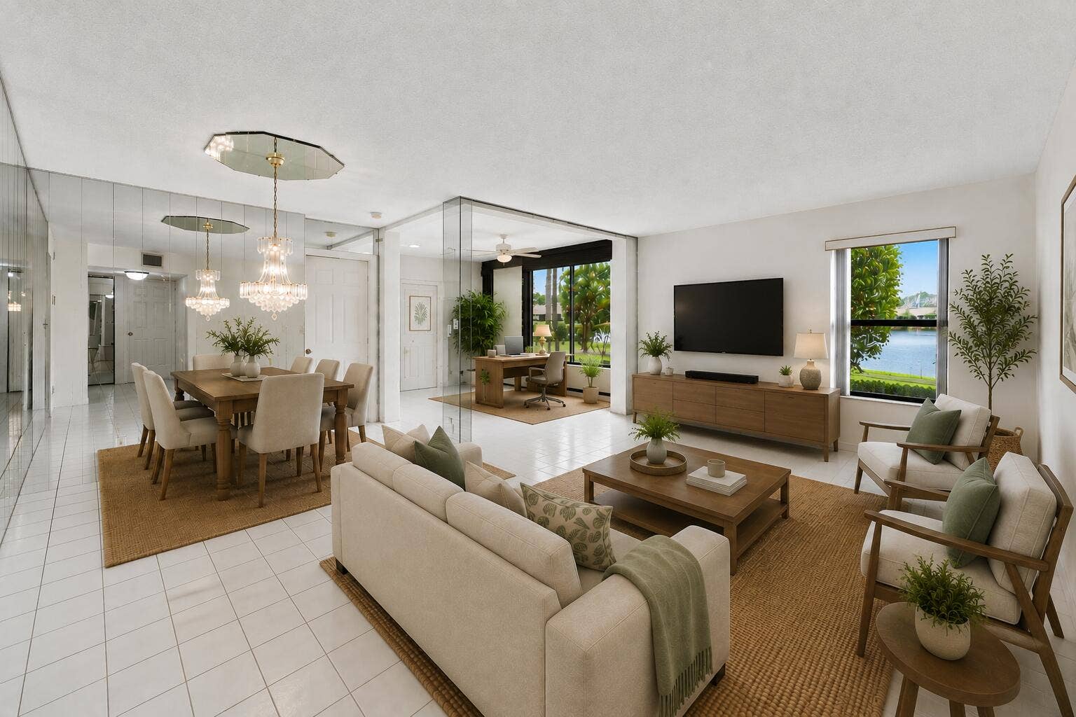 8577 Boca Glades Boulevard W, #A, Boca Raton, FL 33434 Dining/Living/Florida Room Staged