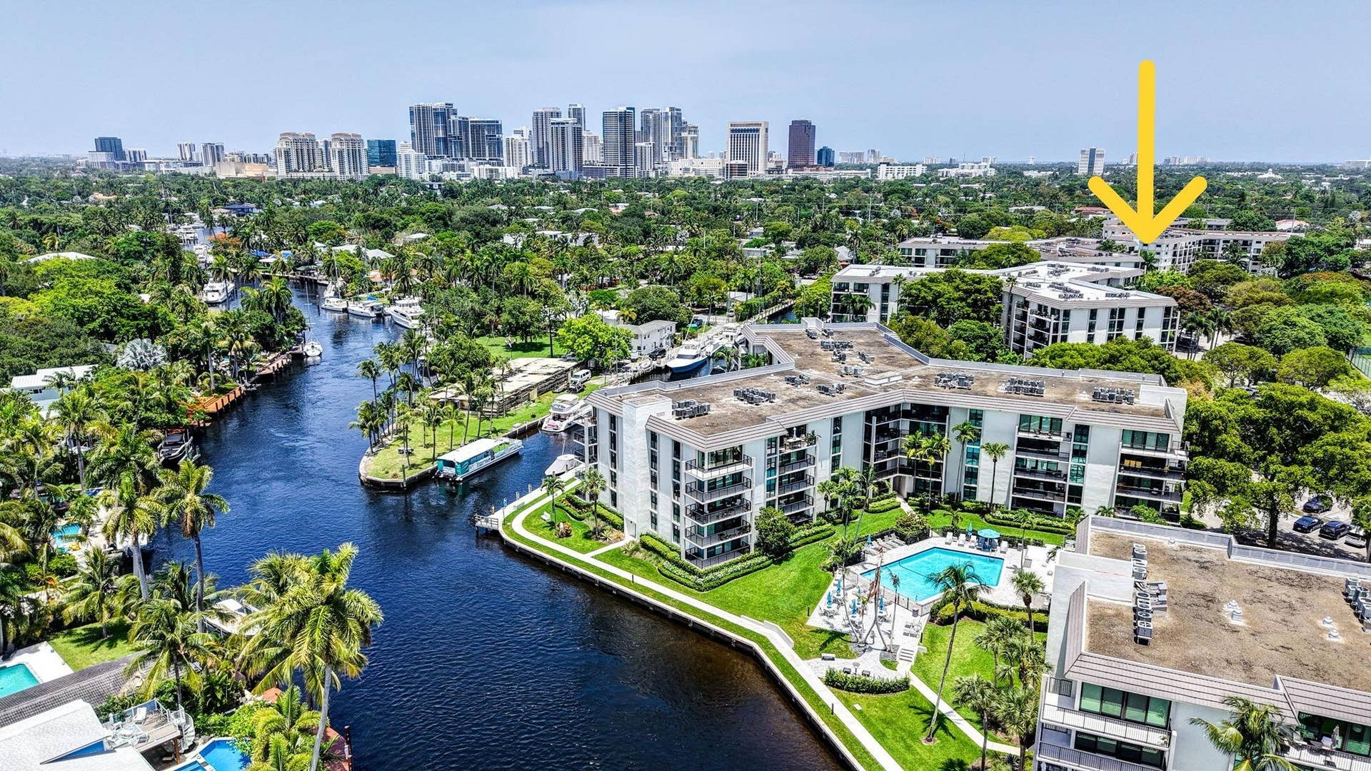 1000 River Reach Drive, #320, Fort Lauderdale, Fort Lauderdale, FL 33315 Aerial View of Community looking East to Downtown