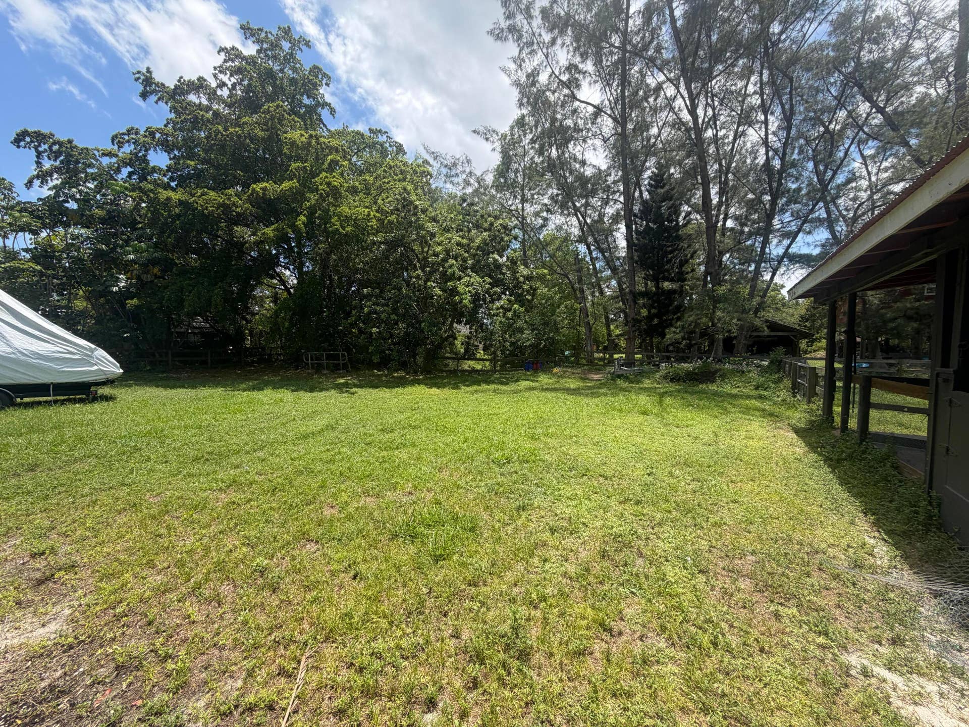 4020 Vinkemulder Road, Coconut Creek, FL 33073 Expansive grassy yard with mature trees and a covered side structure