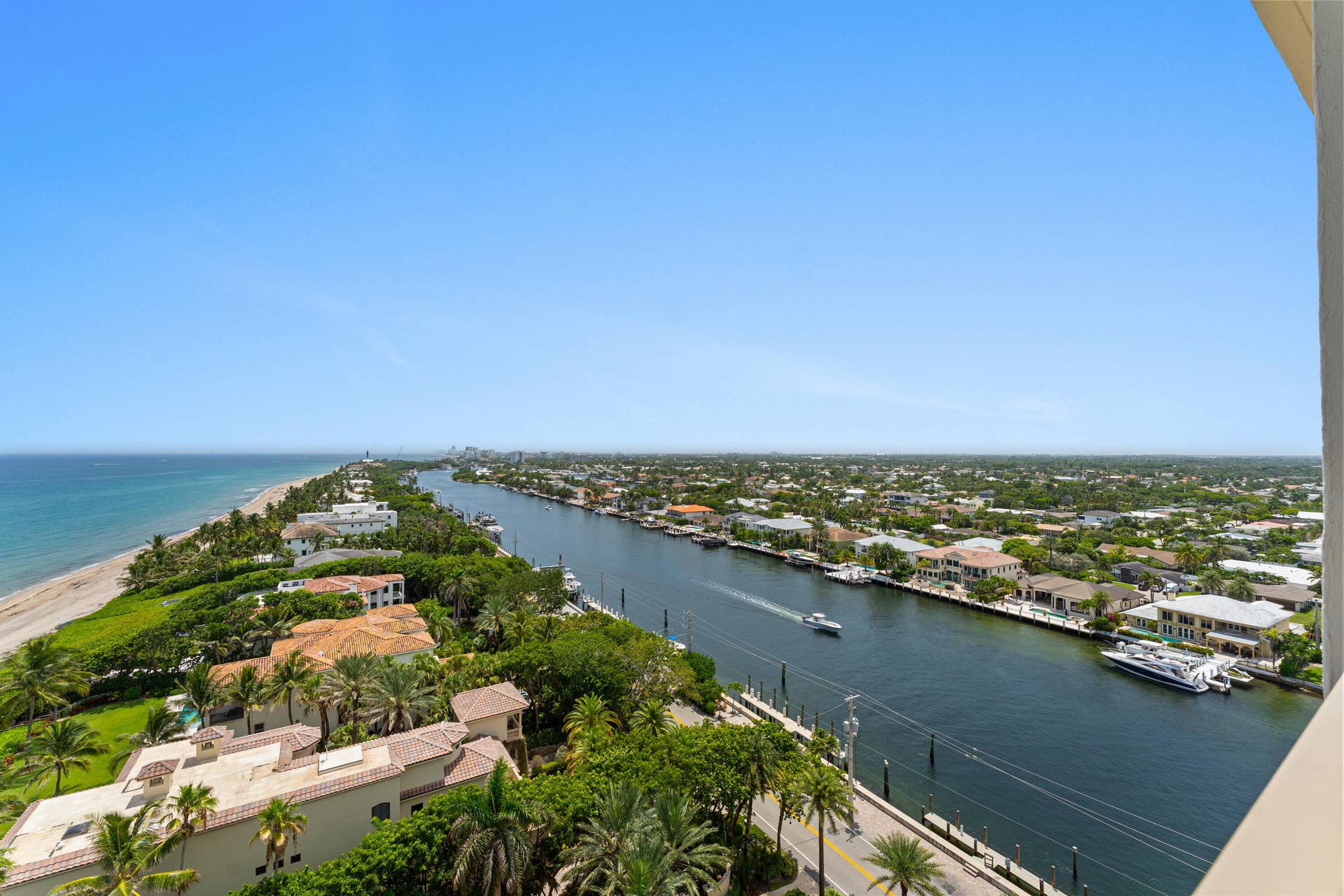 1021 HILLSBORO MILE, #PH3, Hillsboro Beach, FL 33062 BALCONY VIEW TOWARD INTRACOASTAL WATERWAY