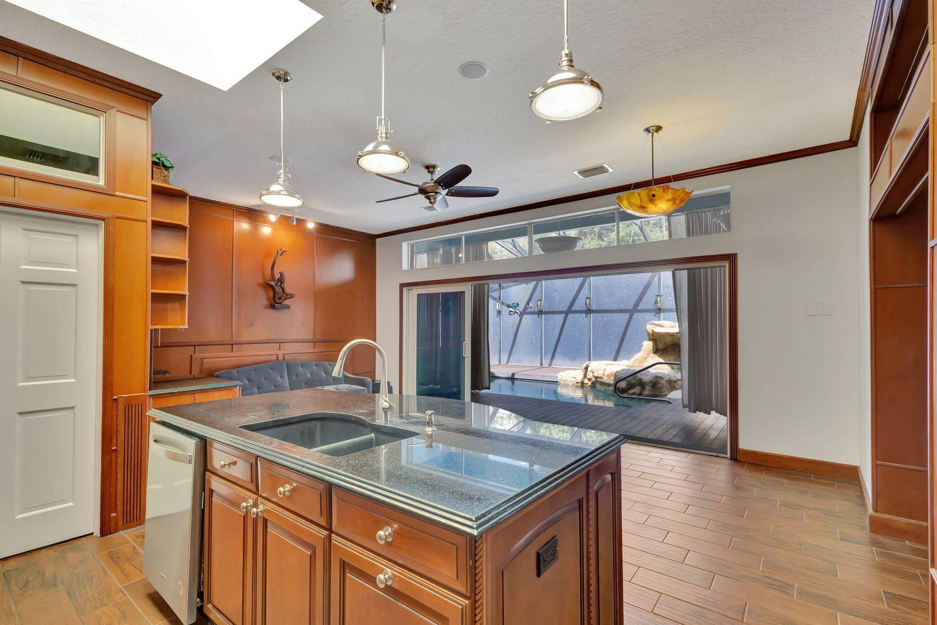 16334 PORT DICKINSON Drive, Jupiter, Jupiter, FL 33477 kitchen opens to pool