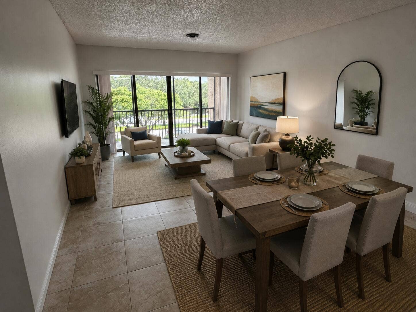 living room & dinning room picture Is made with Ai