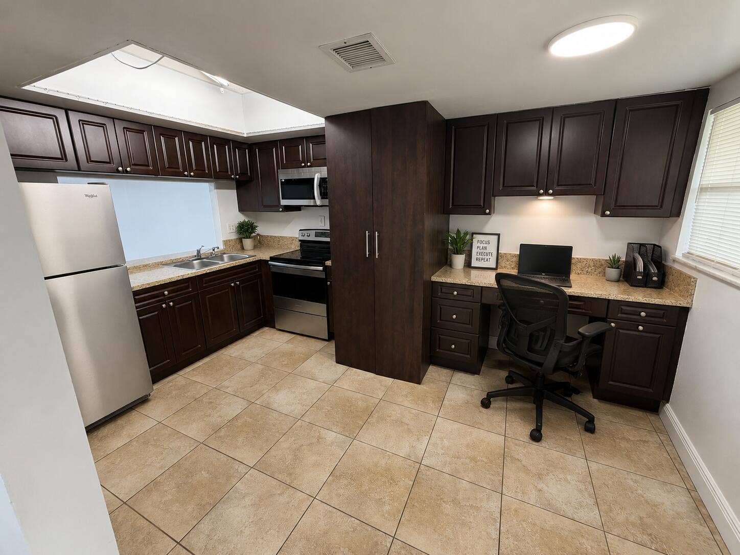 Kitchen and office space picture Is made with Ai