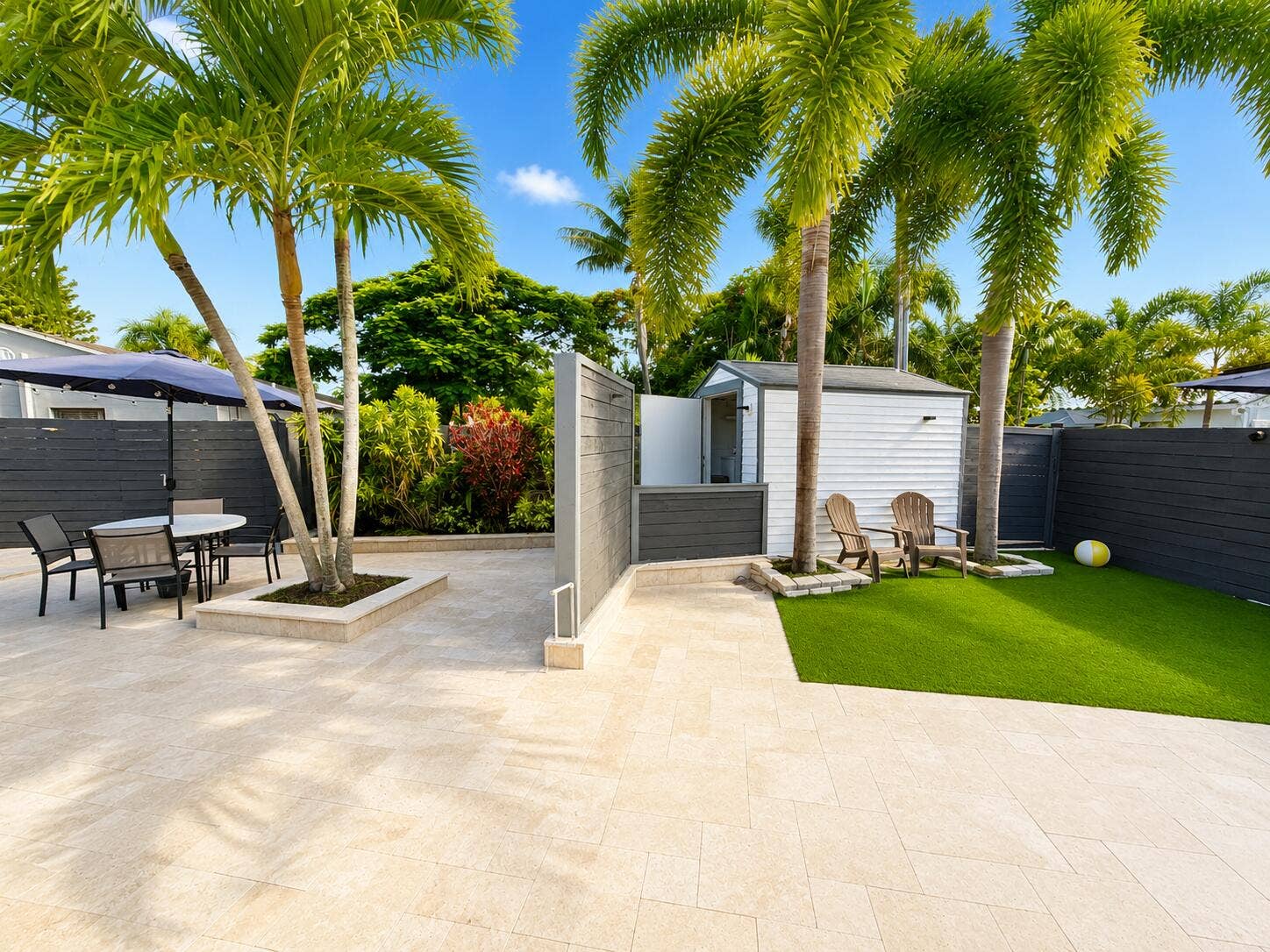 Backyard patio and shed