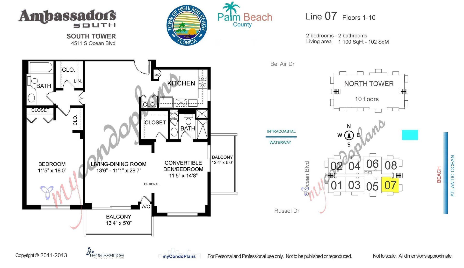 4511 S Ocean Boulevard, #607, Highland Beach, FL 33487 Floor Plan 5419718