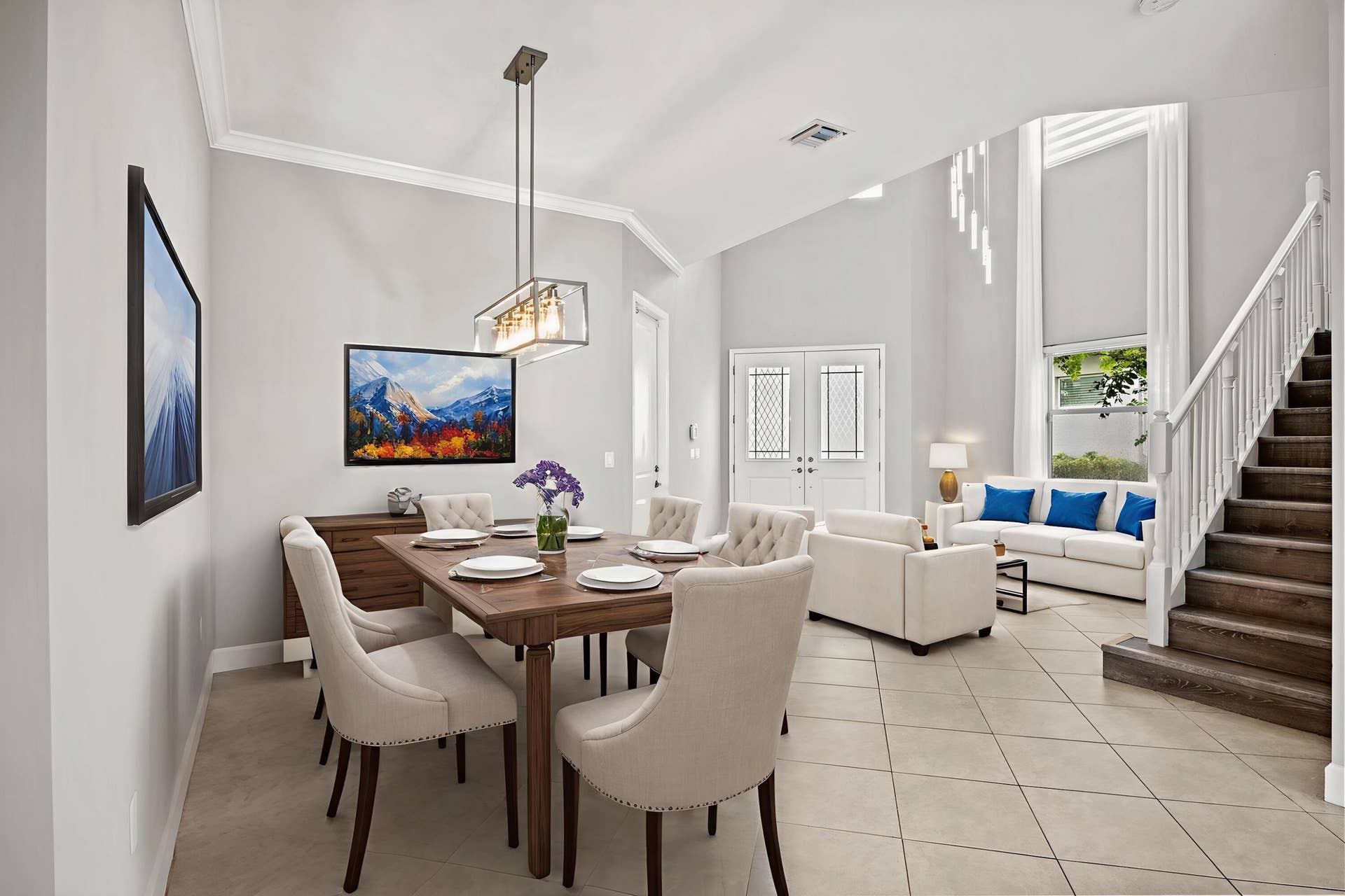 16007 Whippoorwill Circle, Westlake, Westlake, FL 33470 Vaulted ceilings, tiled flooring, wood-finish staircase, double entry doors with decorative glass, and crown molding