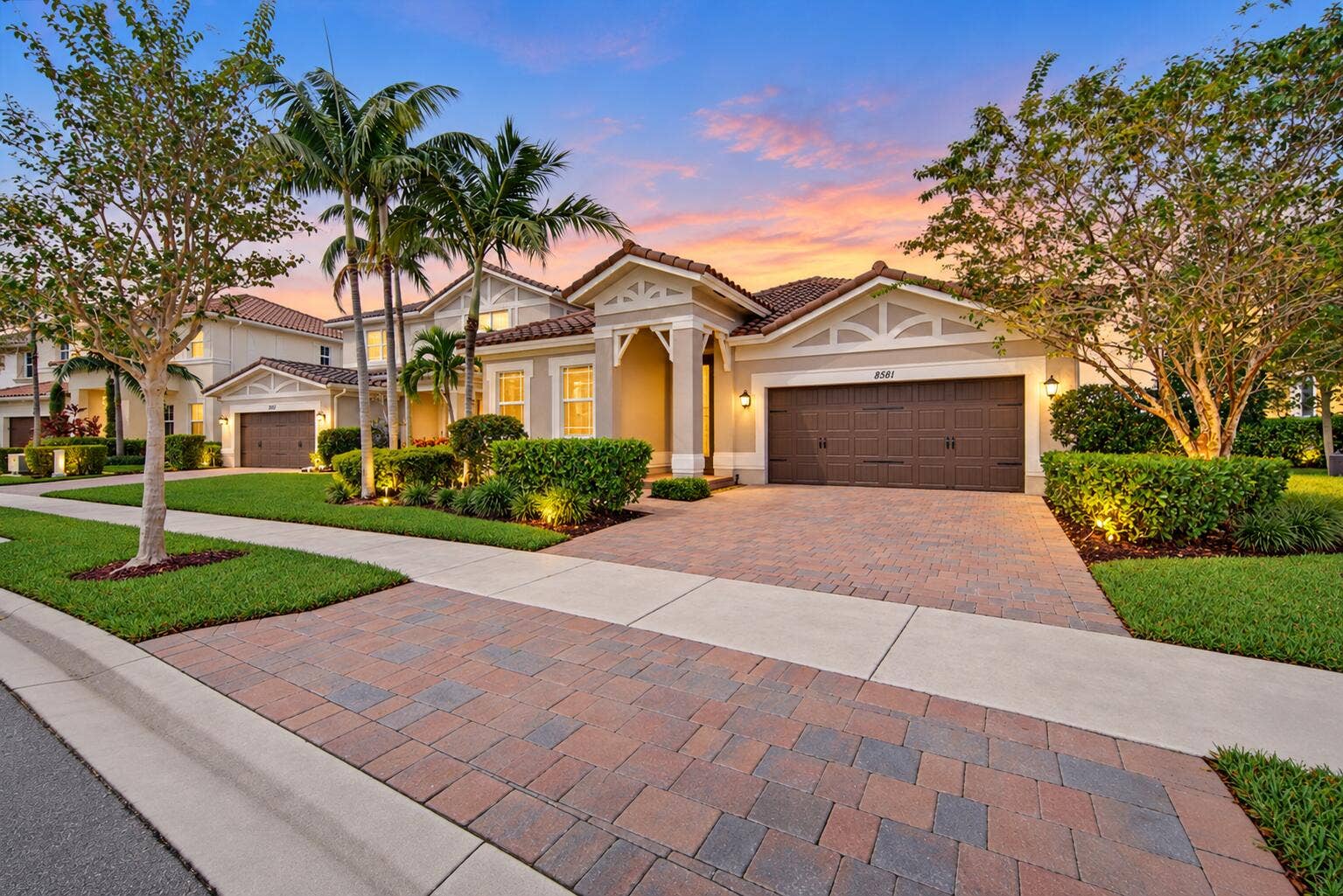 8561 LAKESIDE Bend, Parkland, FL 33076 Mediterranean Home at Sunset