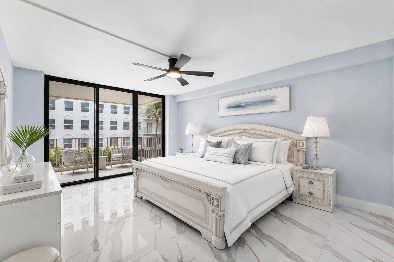 Private balcony off Primary with ocean and intracoastal views.