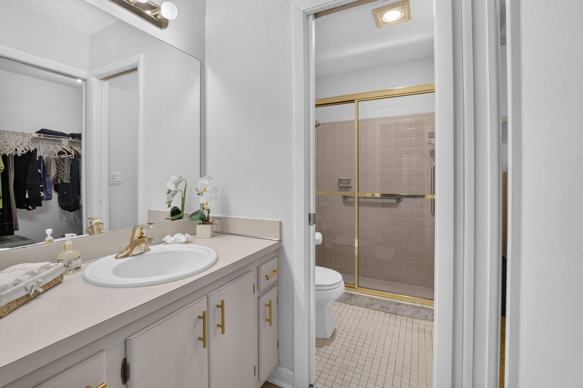 Pocket doors for shower and master closet