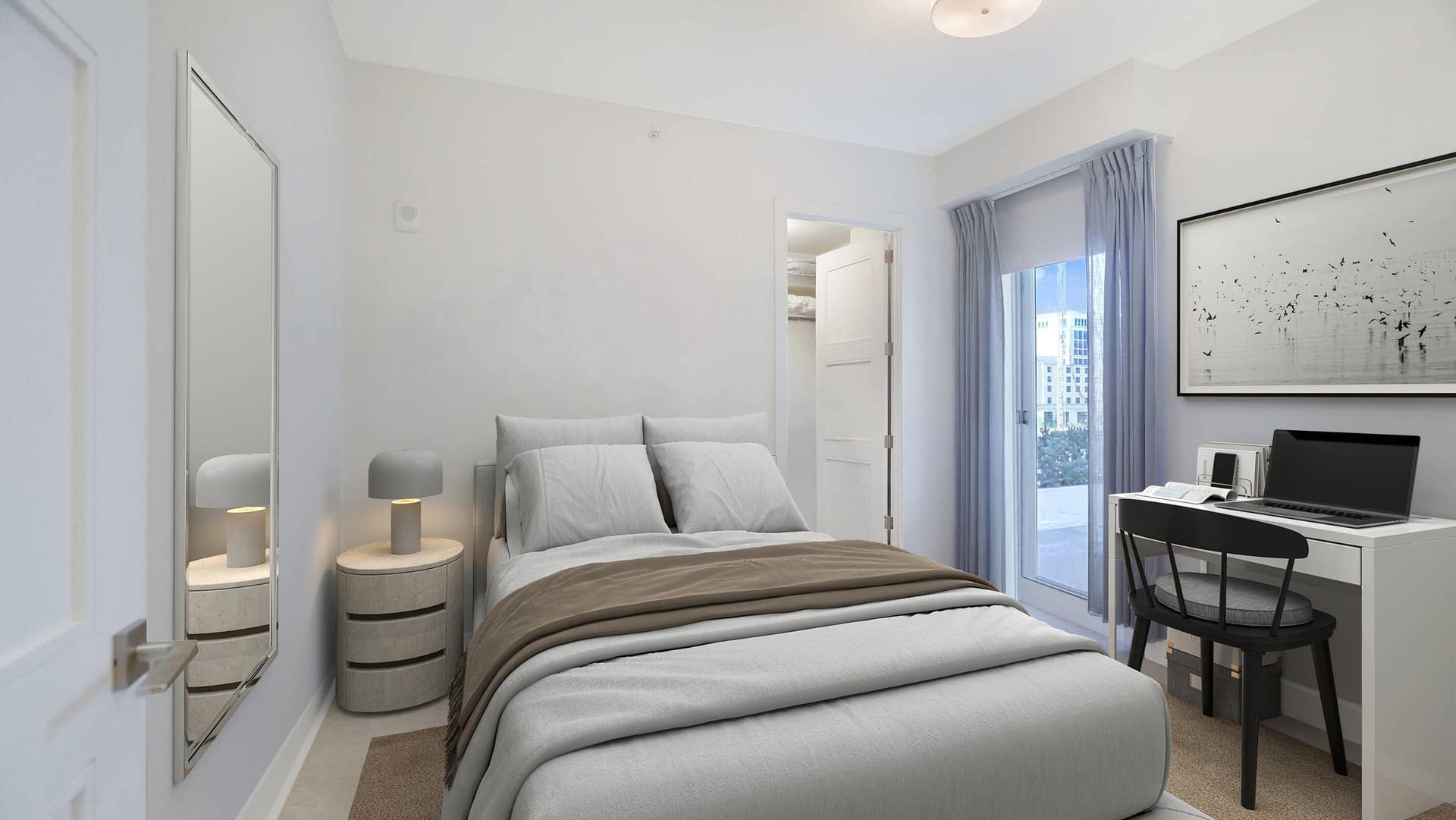 155 E Boca Raton Road, #601, Boca Raton, FL 33432 Guest suite with a dedicated workspace and direct access to the residences outdoor living. VIRTUALLY STAGED.