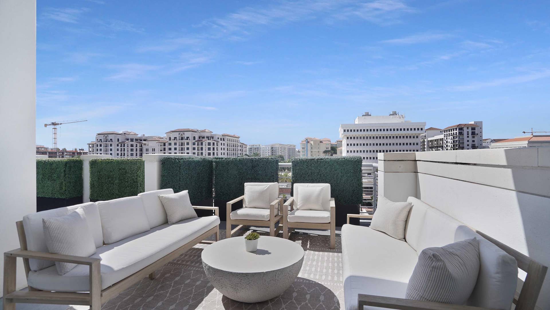 155 E Boca Raton Road, #601, Boca Raton, FL 33432 An expansive terrace conceived as an extension of the residence, with space for dining, conversation and entertaining.