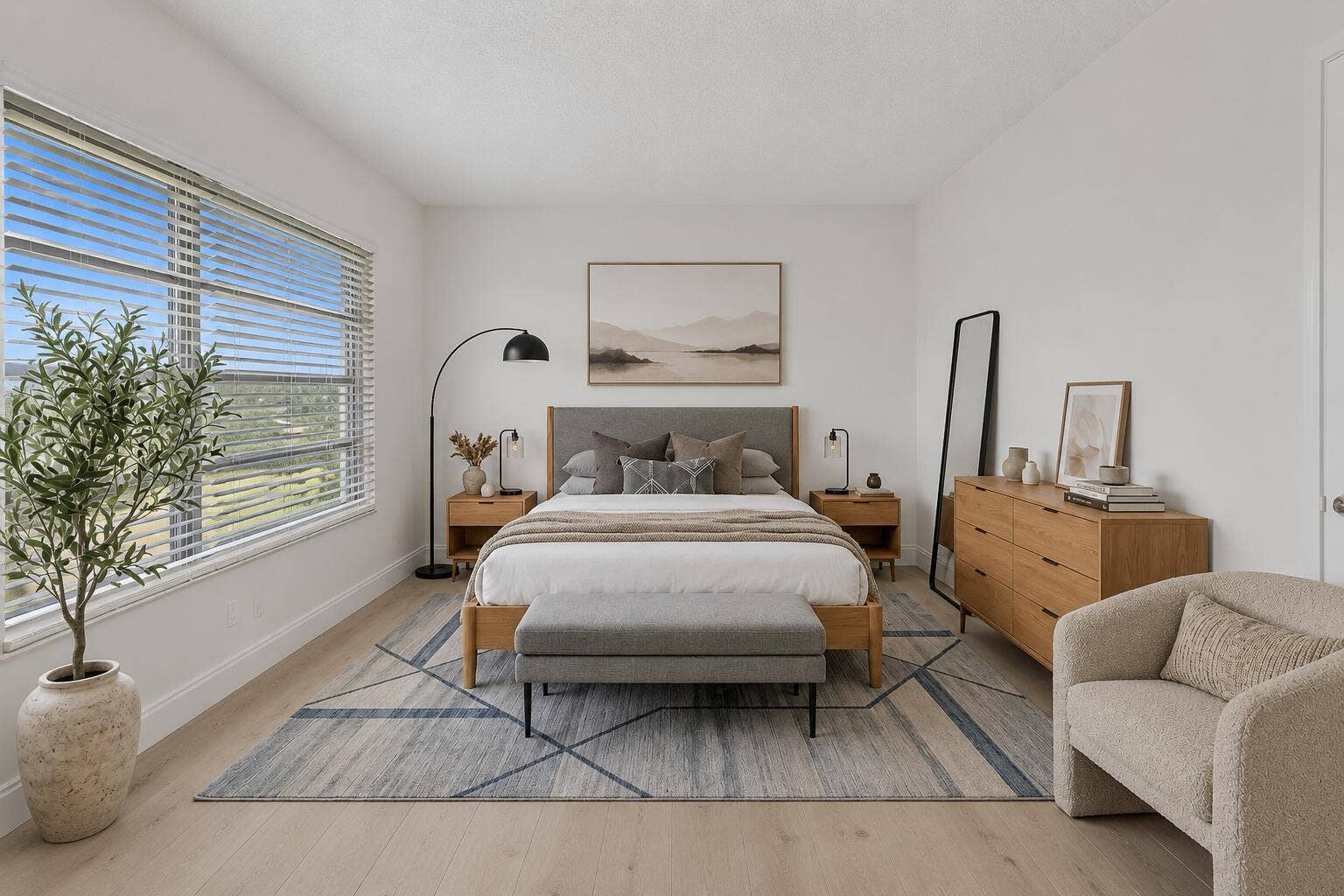 2950 N Palm Aire Drive, #607, Pompano Beach, FL 33069 VIRTUALLY STAGED - Primary Bedroom & Floor Rendering