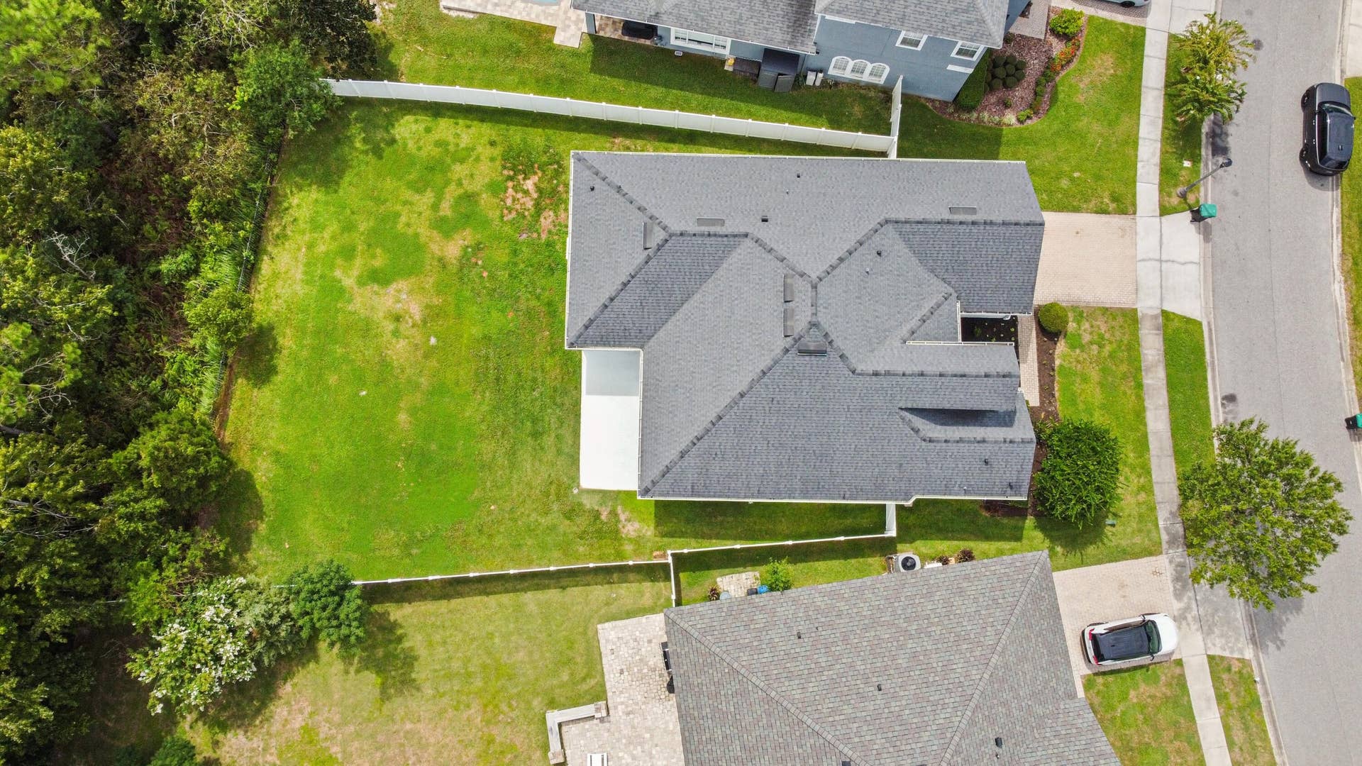 16437 TUDOR GROVE Drive, Orlando, FL 32828 Expansive green lawn with established trees and a paved driveway