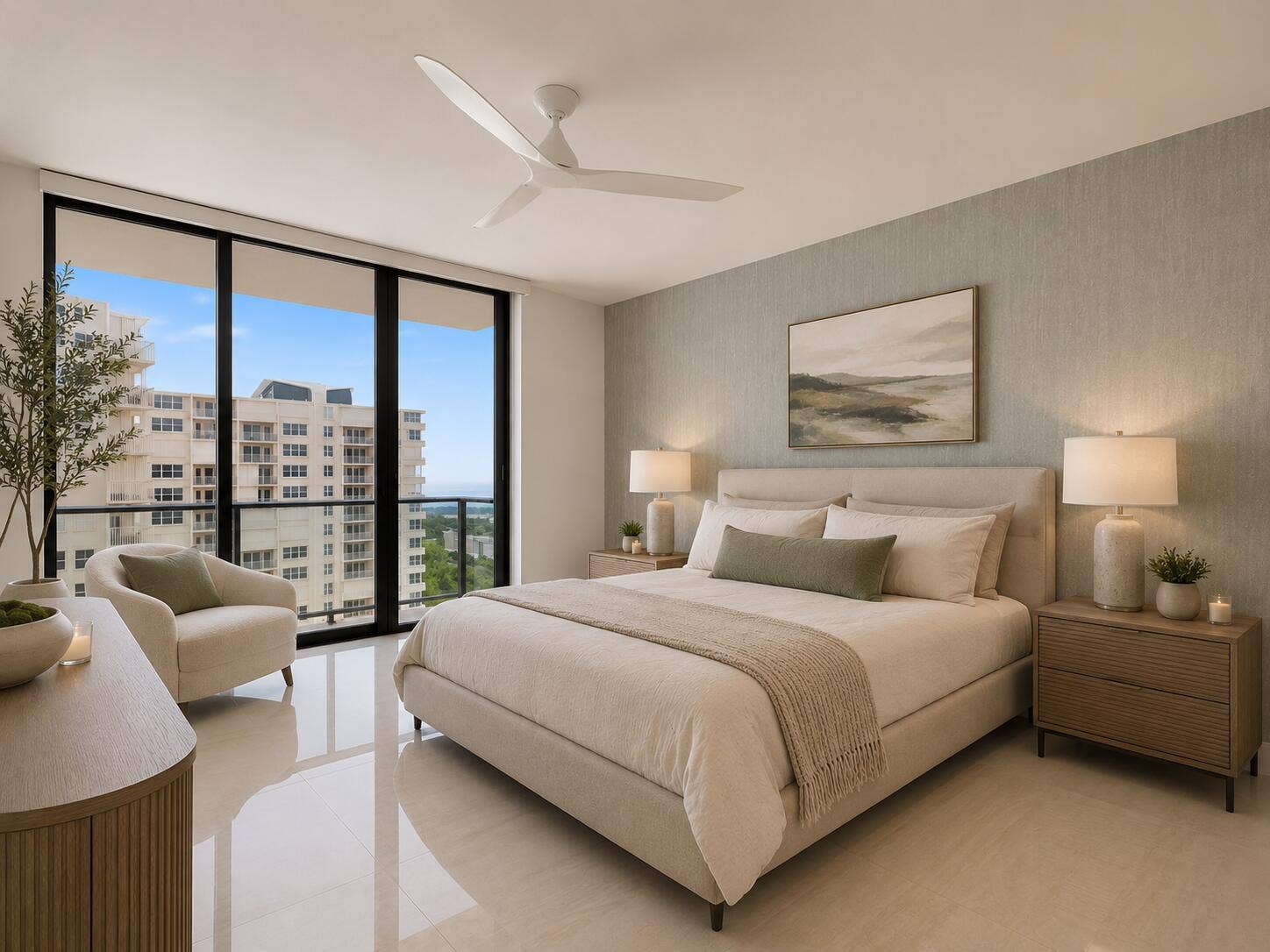 730 N OCEAN Boulevard, #1501, Pompano Beach, FL 33062 Primary Bedroom w/ Ocean & City Views