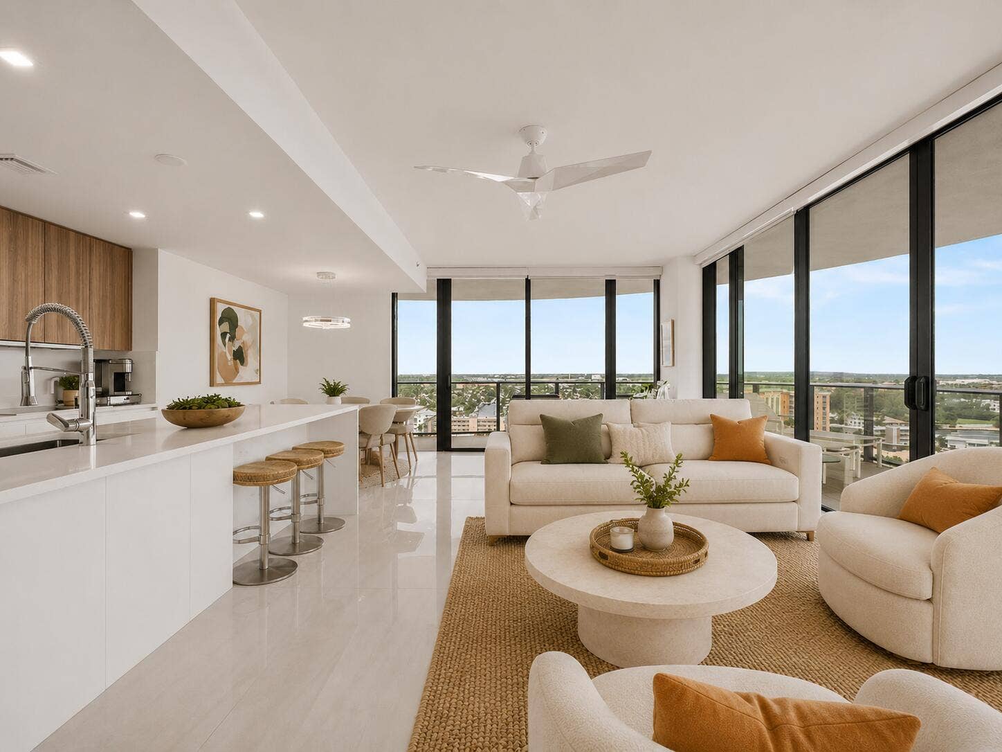 730 N OCEAN Boulevard, #1501, Pompano Beach, FL 33062 Open Living Space w/ City & Ocean Views