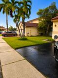 18431 NW 18TH Street, Pembroke Pines, FL 33029 Manicured lawn, mature palm trees, paved driveway, and concrete sidewalk