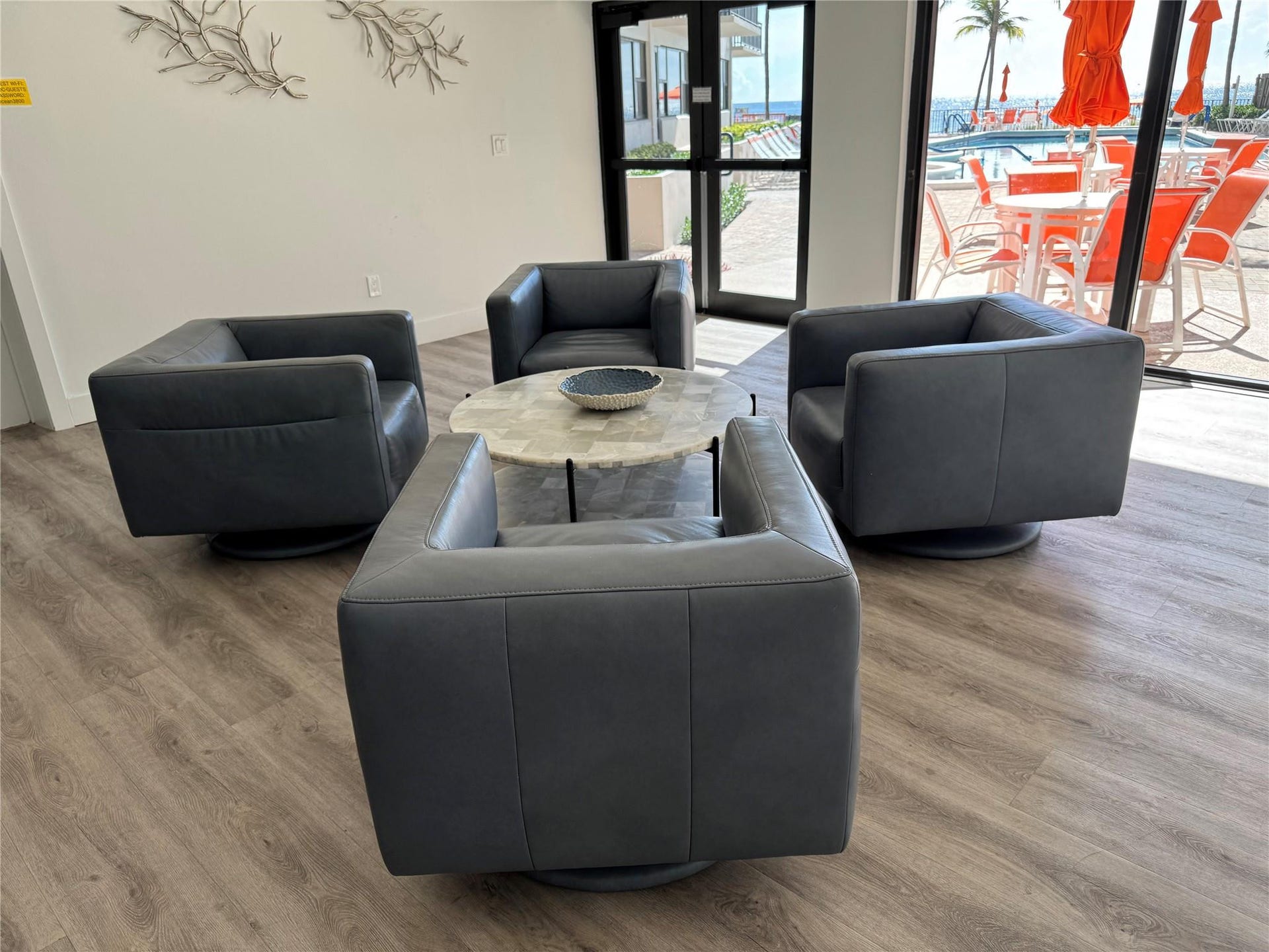 3800 GALT OCEAN Drive, #1508, Fort Lauderdale, Fort Lauderdale, FL 33308 Wood-finish flooring with a light tone, full-height exterior glass panels, and a white wall finish