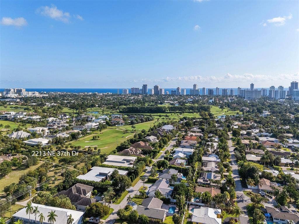 2213 NE 37TH Drive, Fort Lauderdale, FL 33308 aerial marked