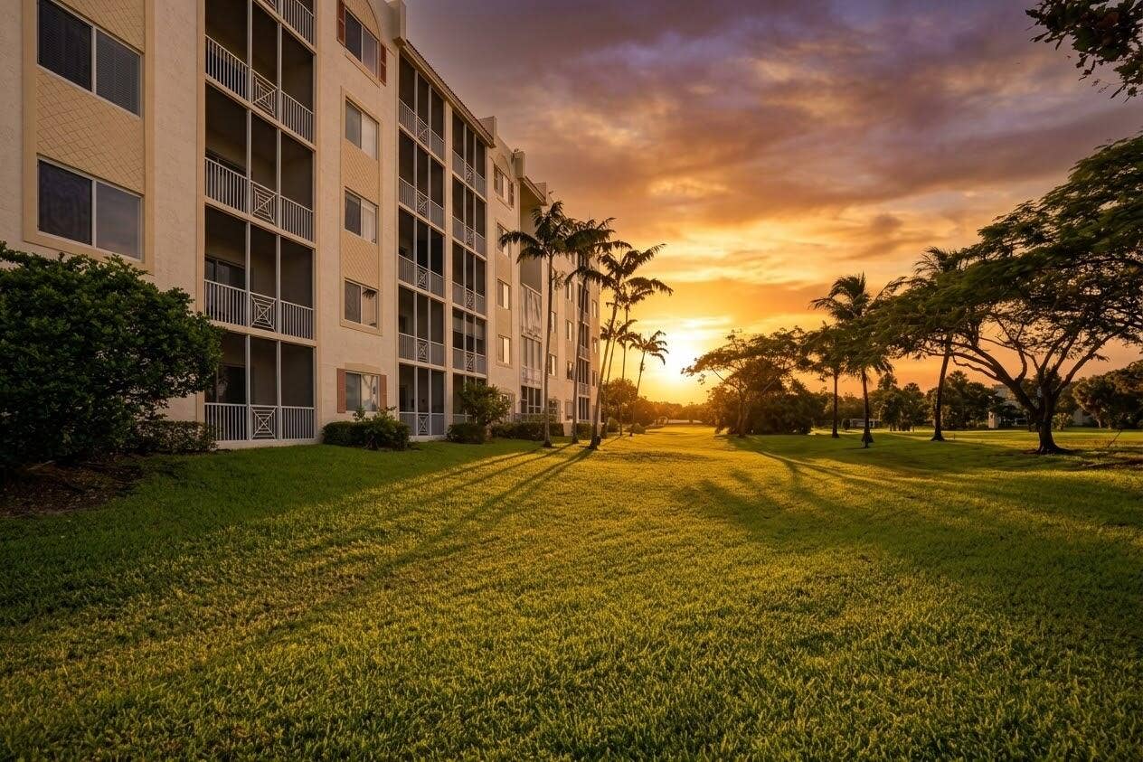 3500 OAKS CLUBHOUSE Drive, #510, Pompano Beach, FL 33069 Sunsets behing the building